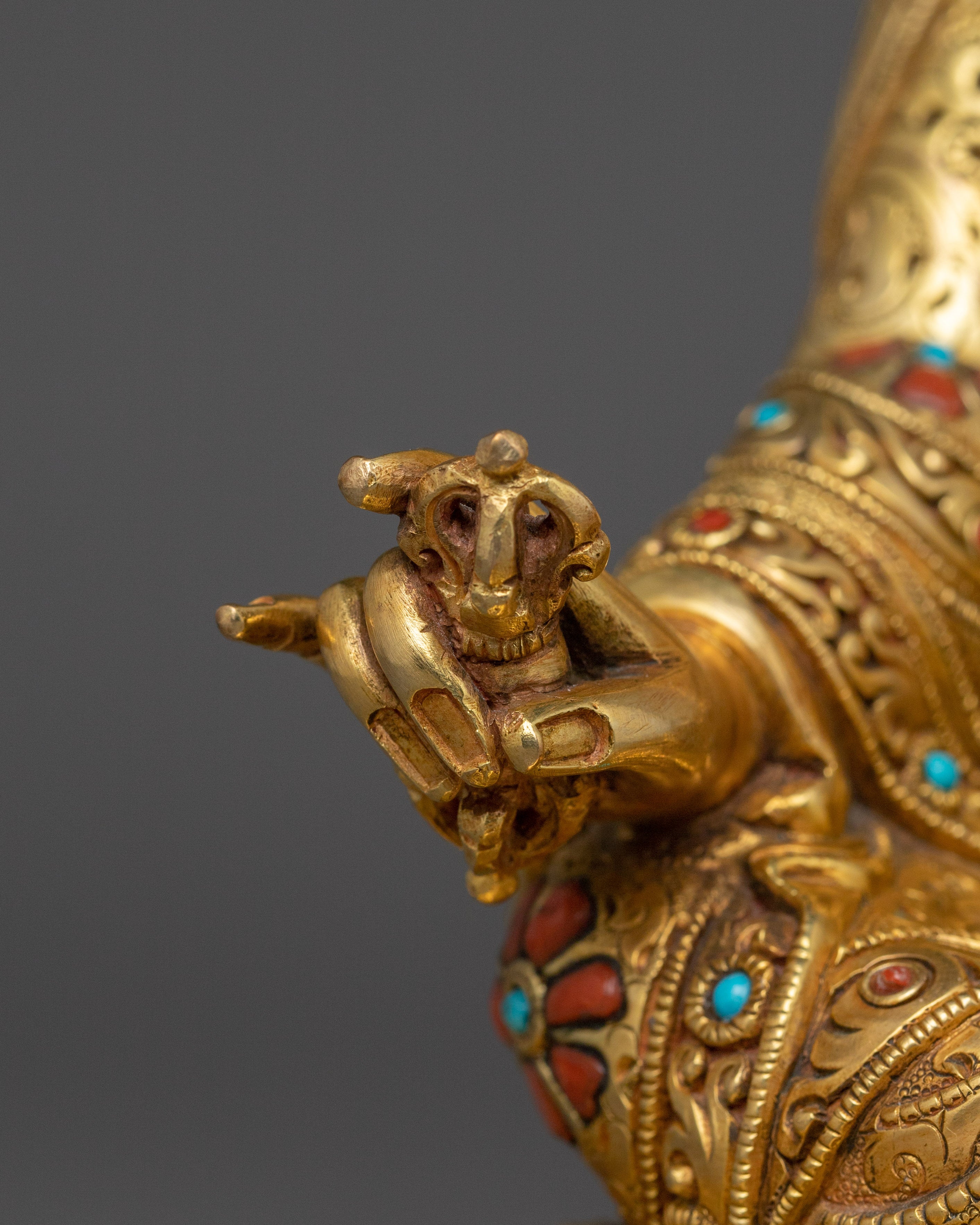 24k Gold Gilded Sculpture of Guru Rinpoche | The Lotus-Born Master