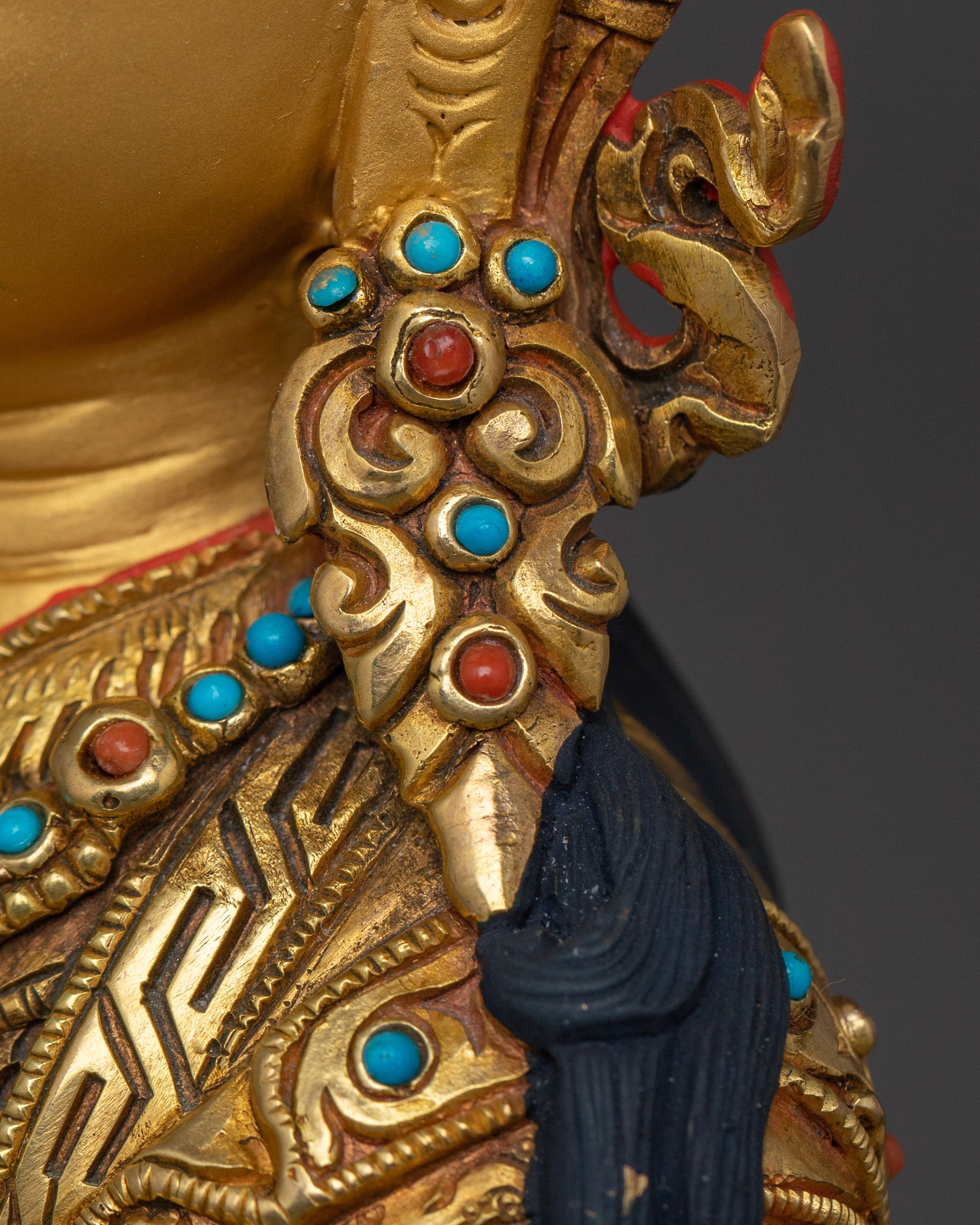 24k Gold Gilded Sculpture of Guru Rinpoche | The Lotus-Born Master