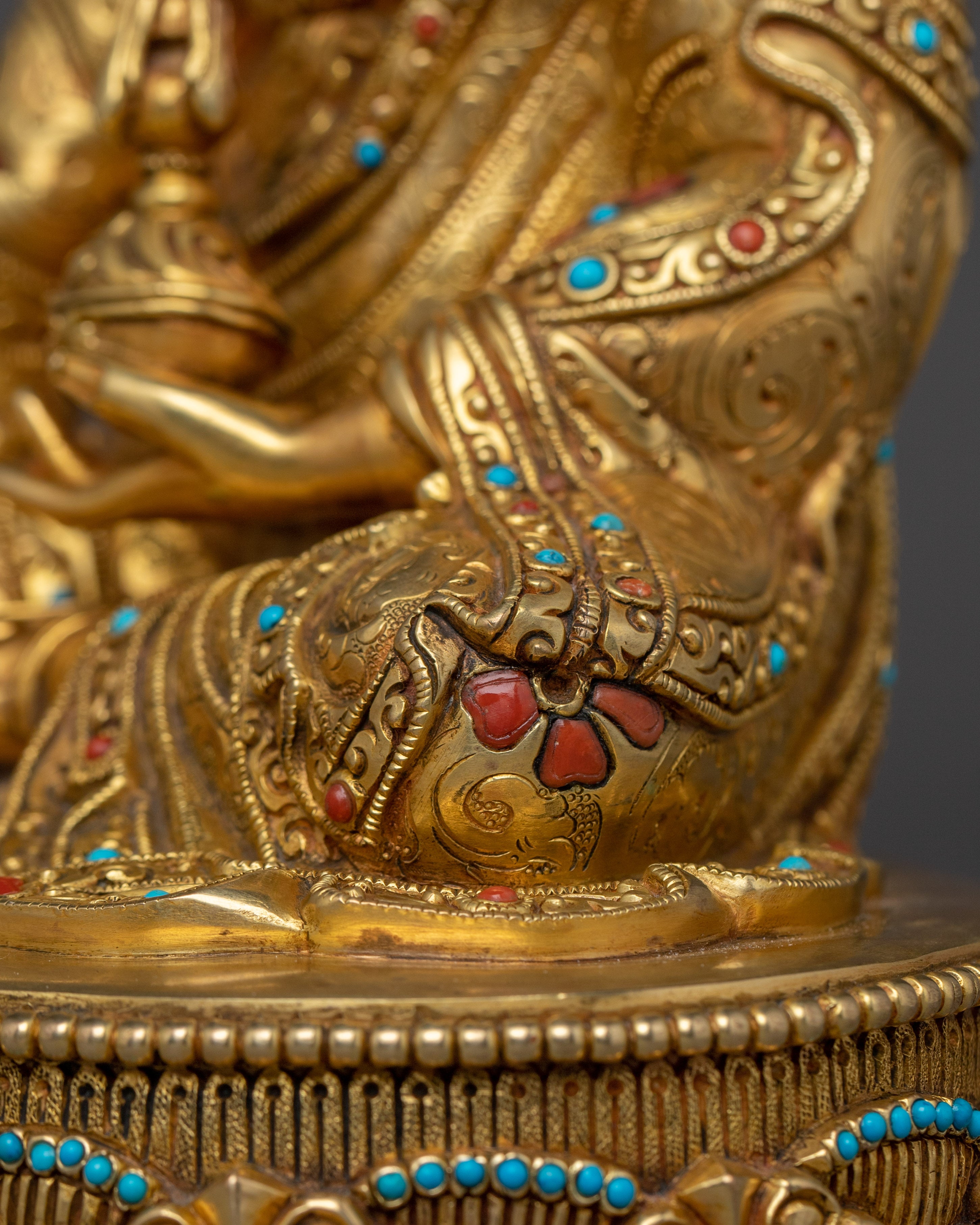 24k Gold Gilded Sculpture of Guru Rinpoche | The Lotus-Born Master