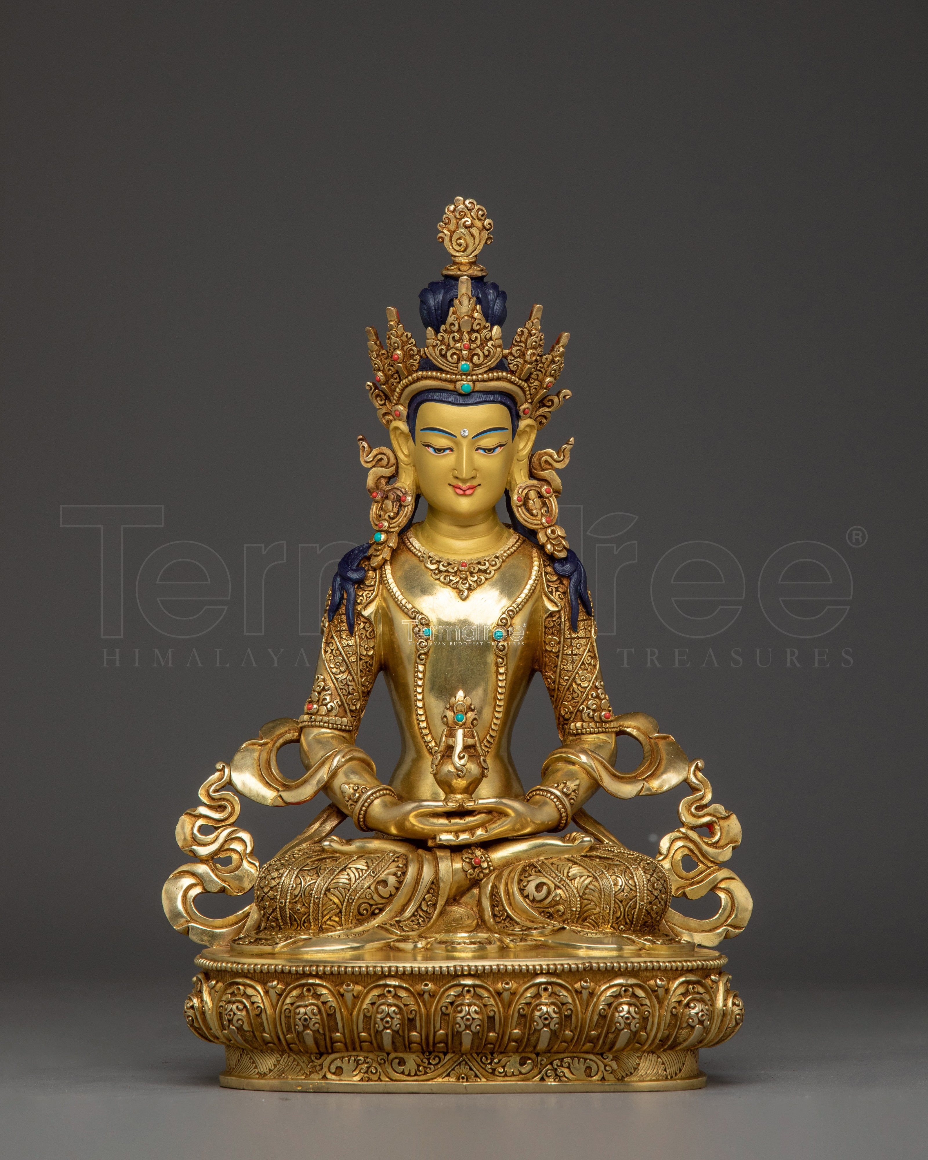 24k Gold Gilded Sculpture of Amitayus | Embodiment of Infinite Life and Longevity