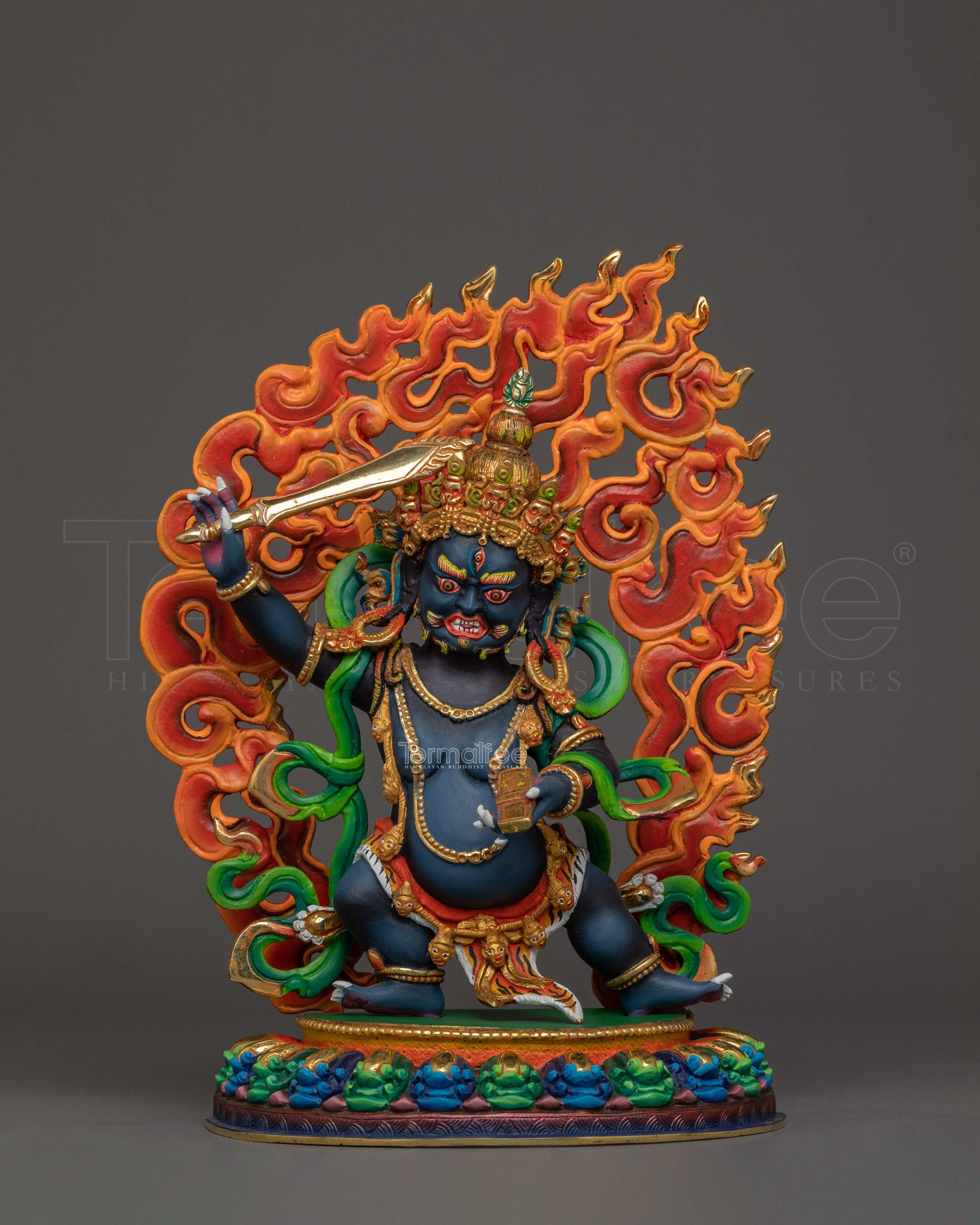Semi-Wrathful Black Manjushri Statue | Tibetan Purification Deity