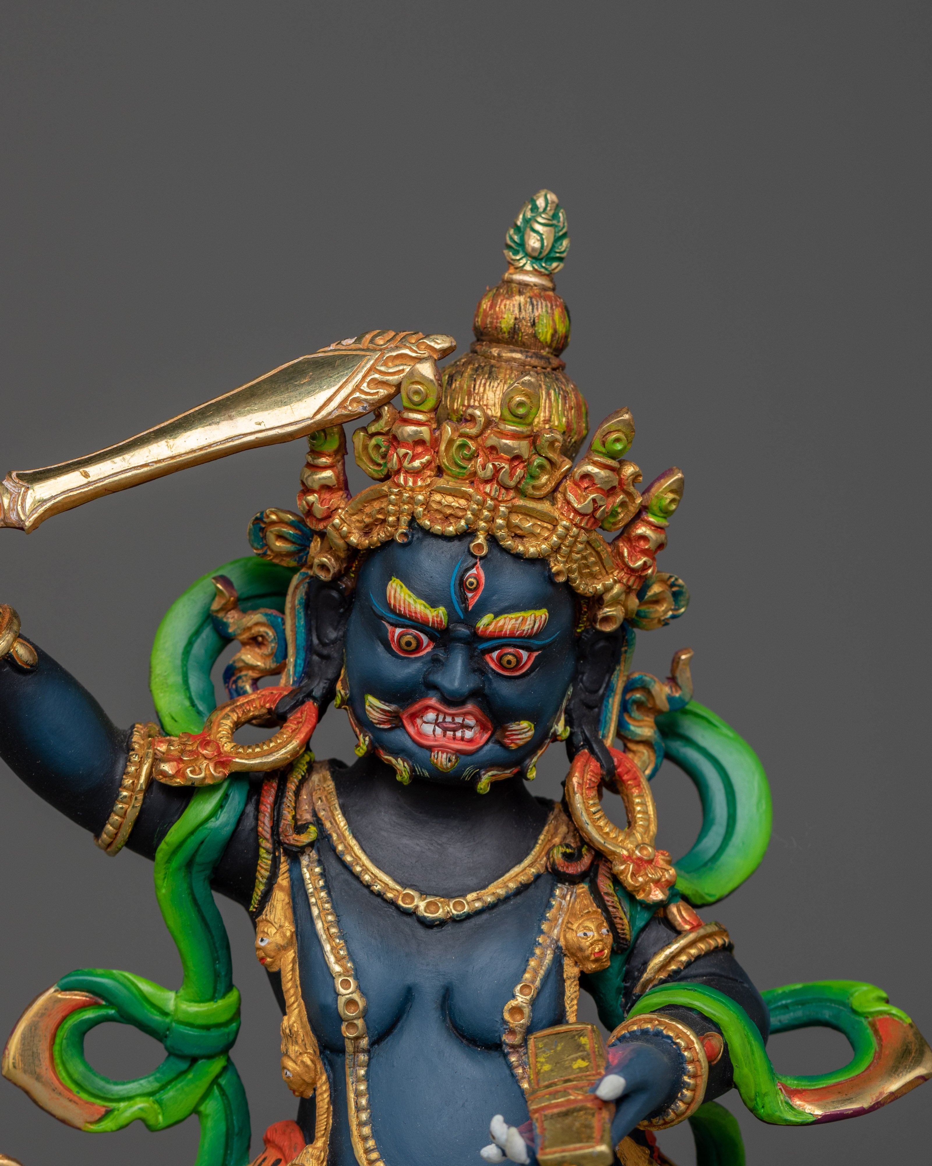 Semi-Wrathful Black Manjushri Statue | Tibetan Purification Deity