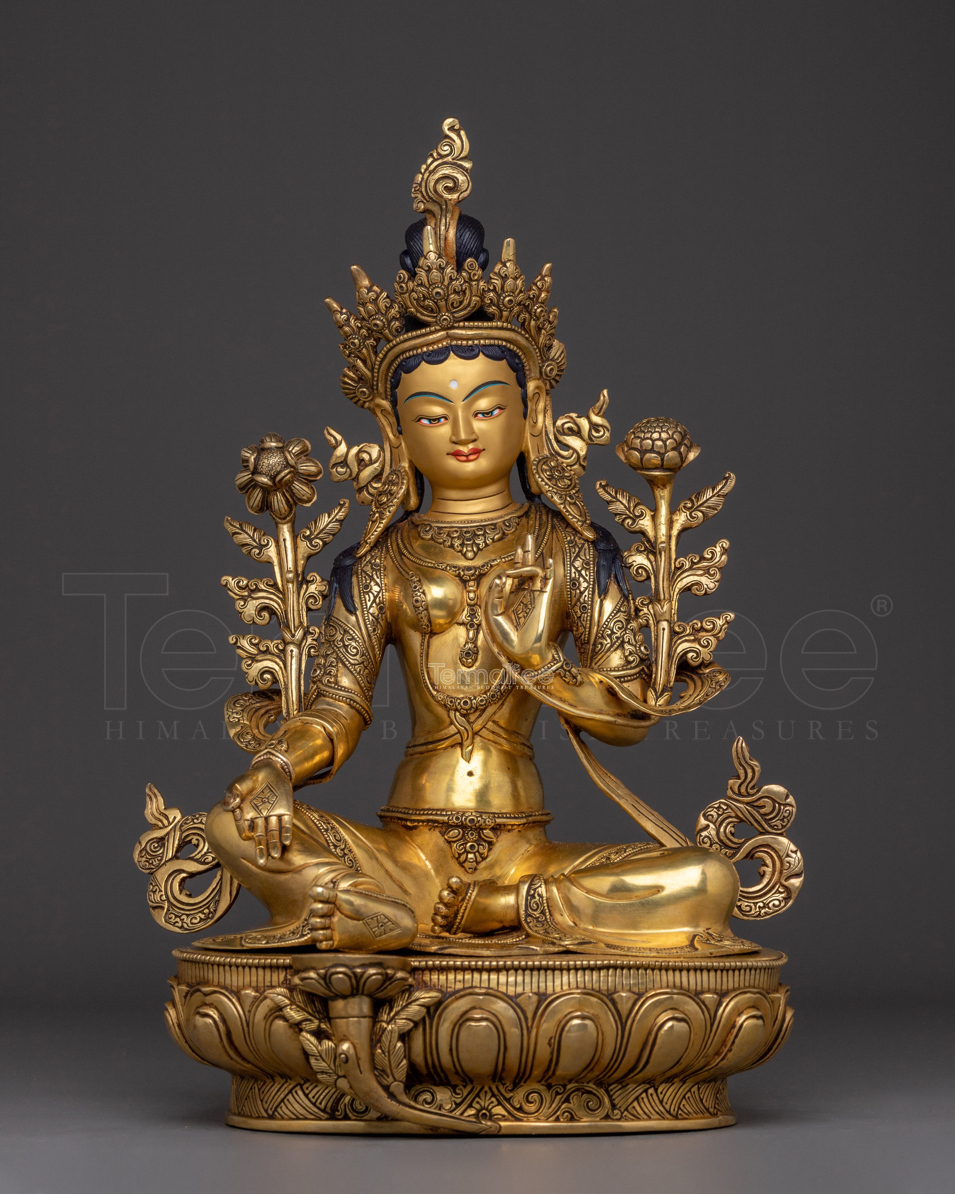 Compassionate Deity Green Tara Sculpture | Enlightened Protector Deity