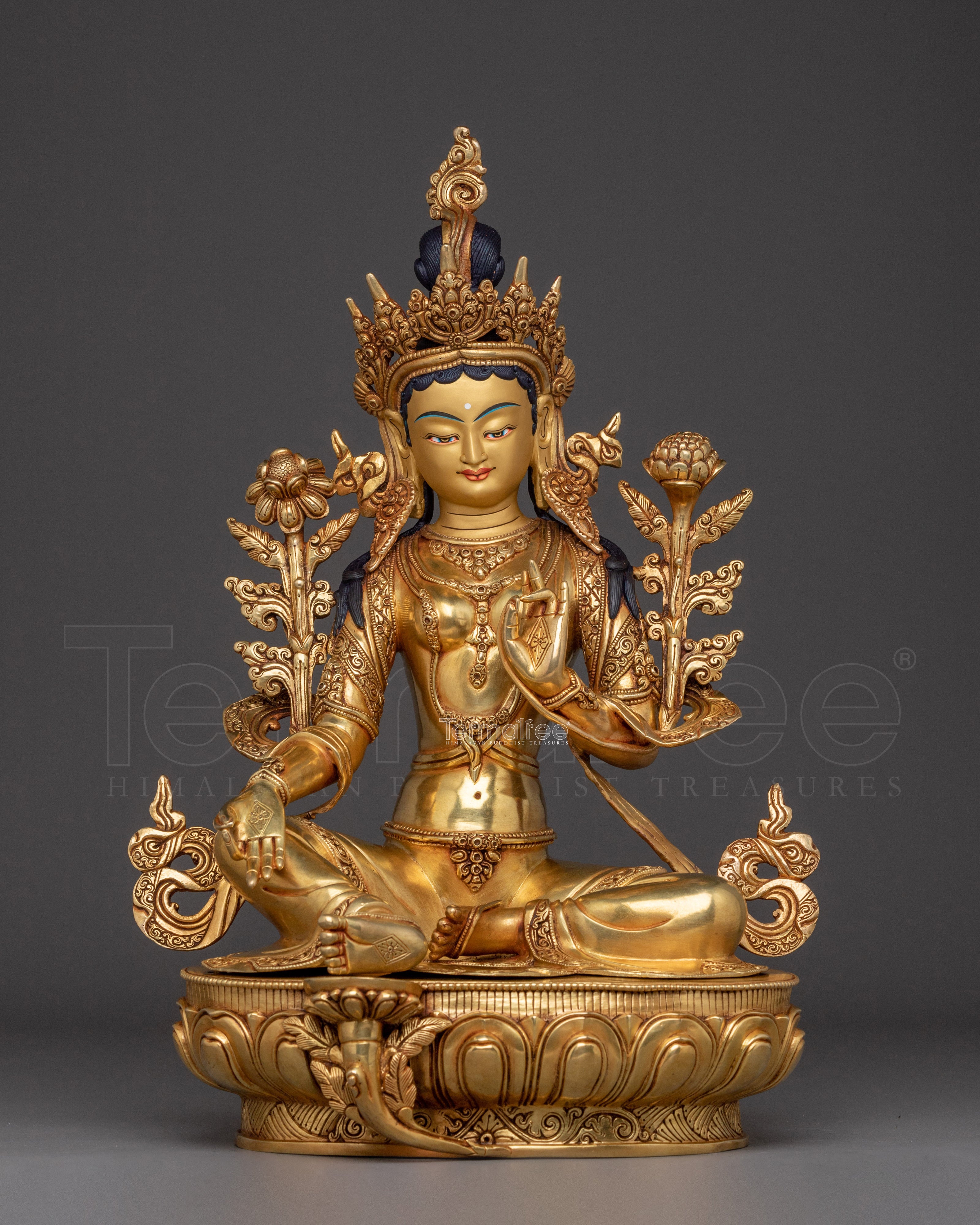 Enlightened Divine Feminine Green Tara | Protector Goddess Statue for Meditation