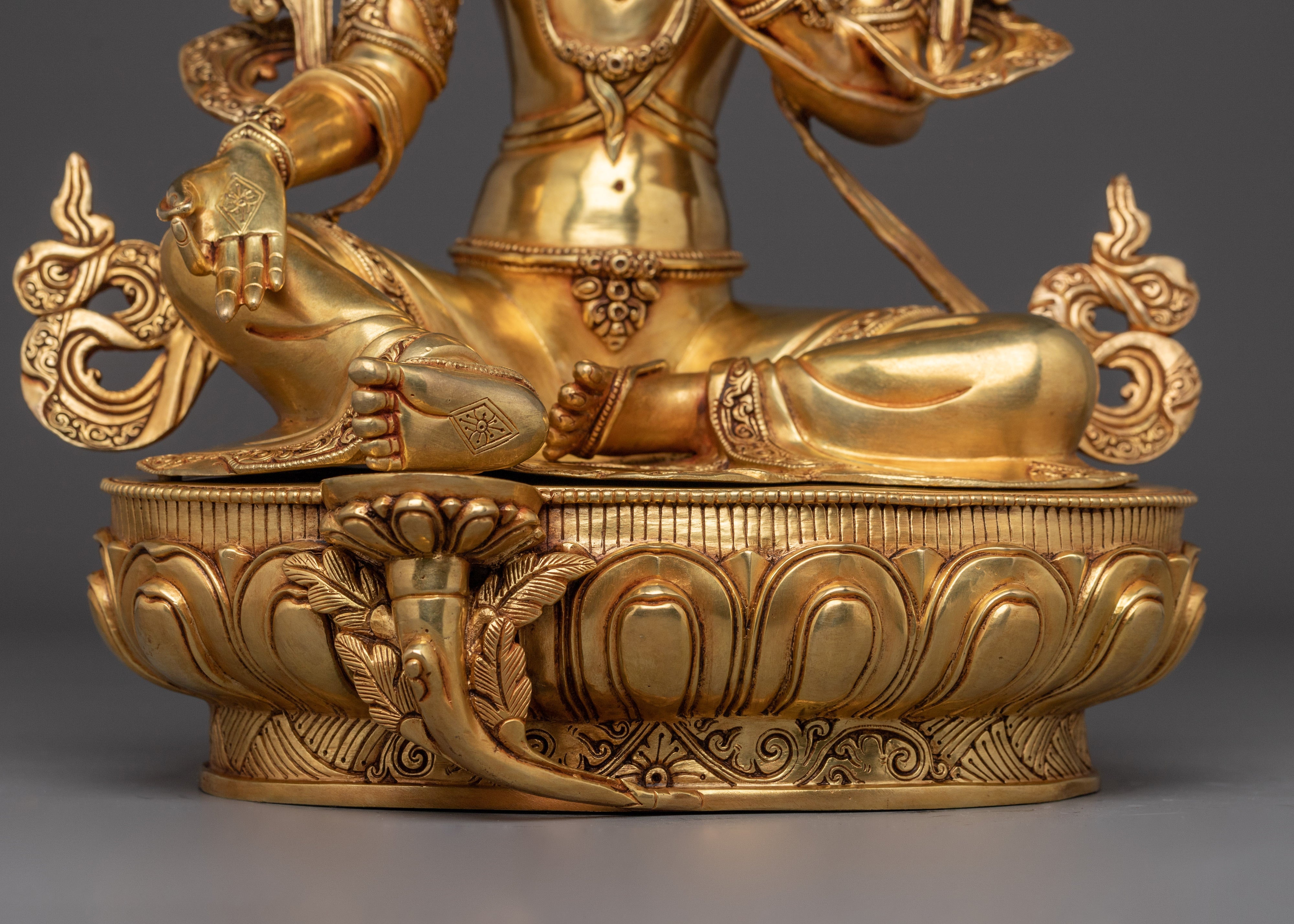 Enlightened Divine Feminine Green Tara | Protector Goddess Statue for Meditation