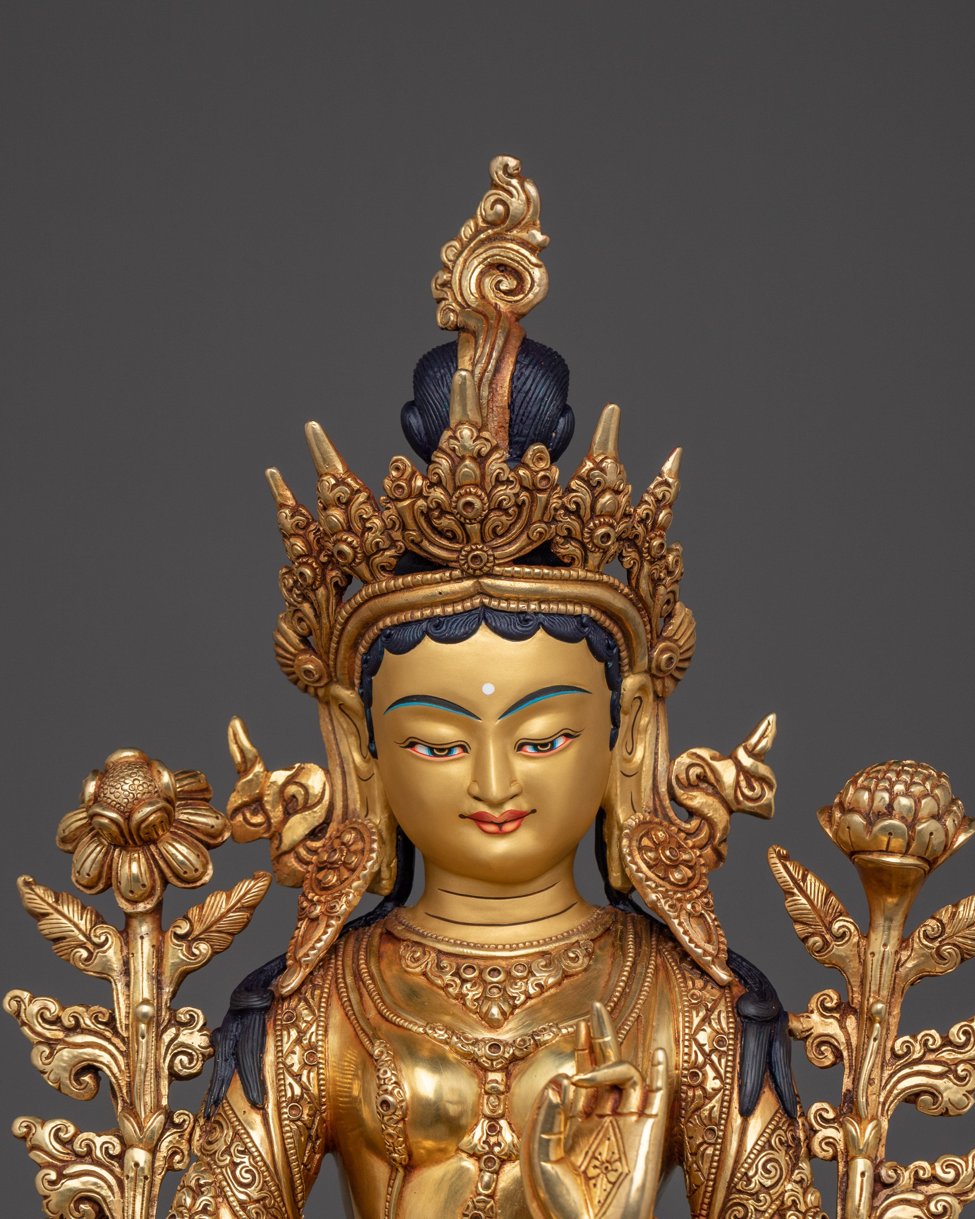 Enlightened Divine Feminine Green Tara | Protector Goddess Statue for Meditation