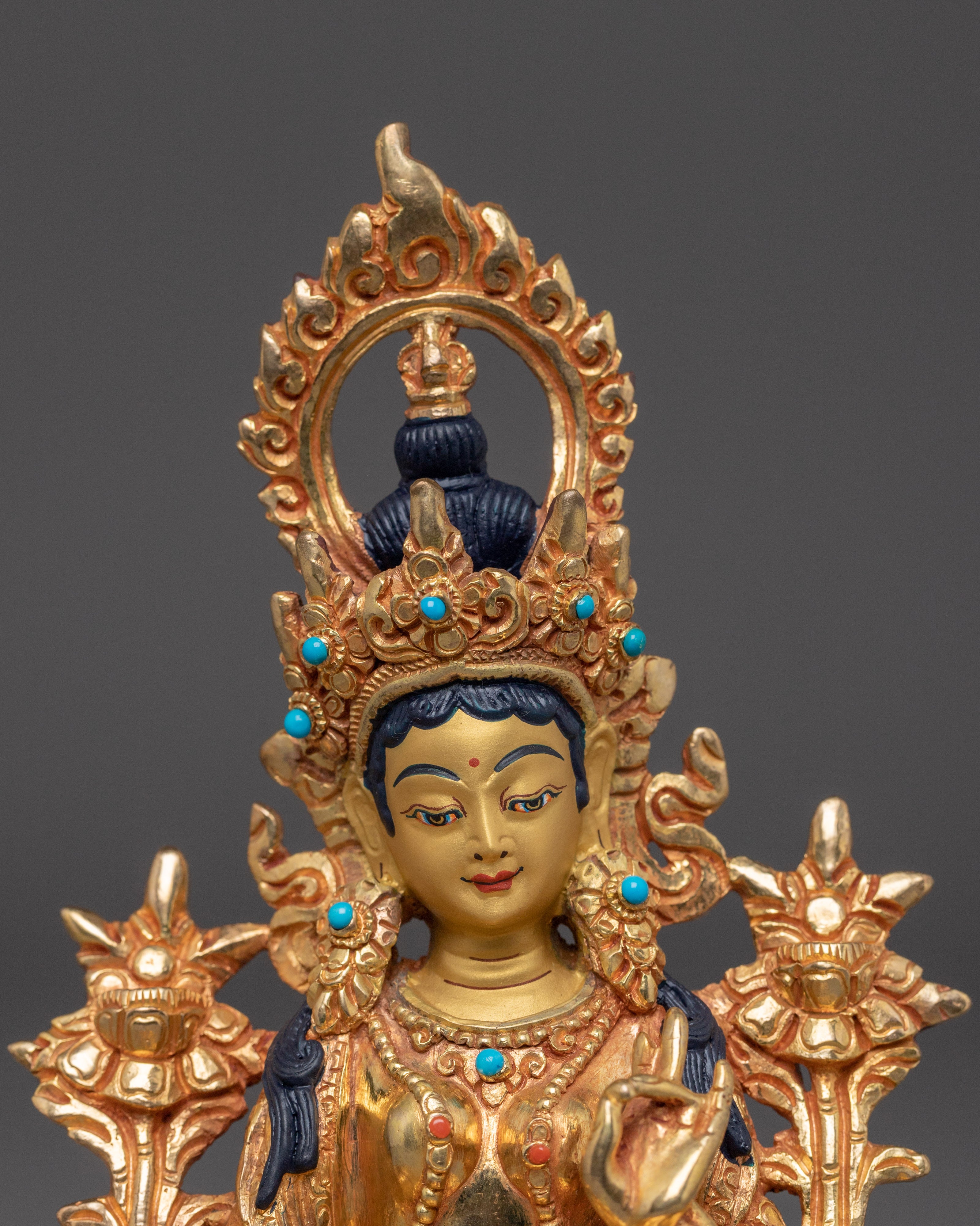 Golden Shyama Tara Statue | Green Tara - Mother of All Buddhas
