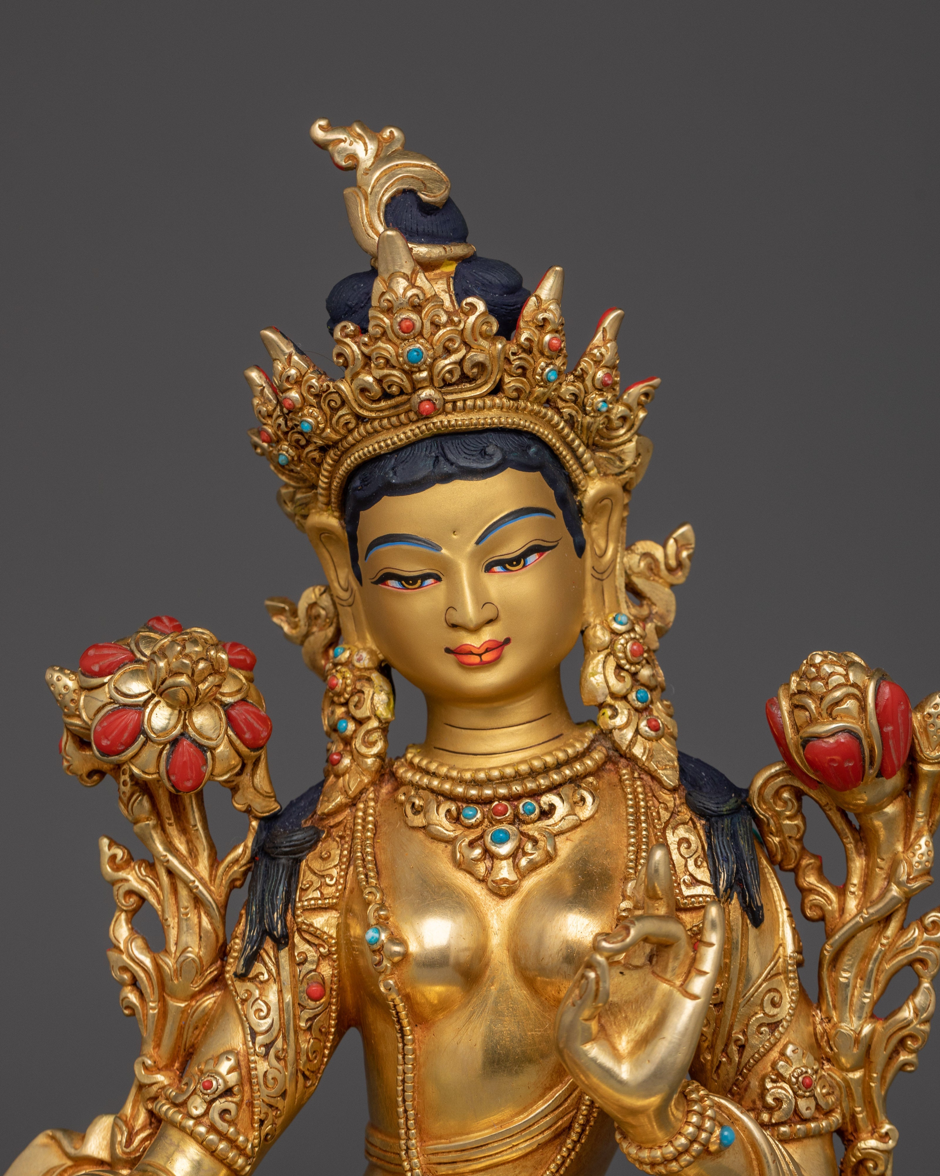 Exquisite Green Tara Sculpture | Embodiment of Compassion and Swift Protection