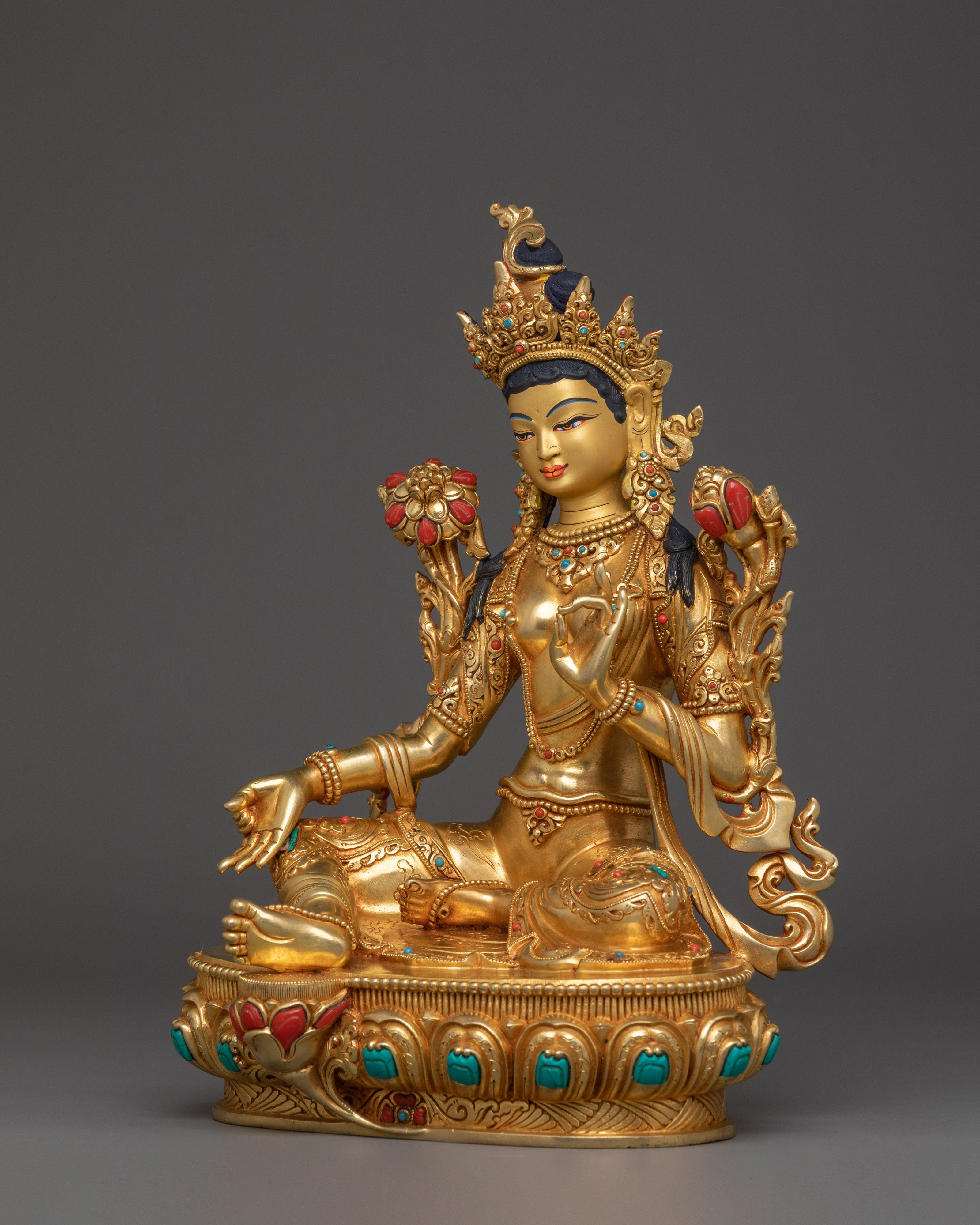 Exquisite Green Tara Sculpture | Embodiment of Compassion and Swift Protection