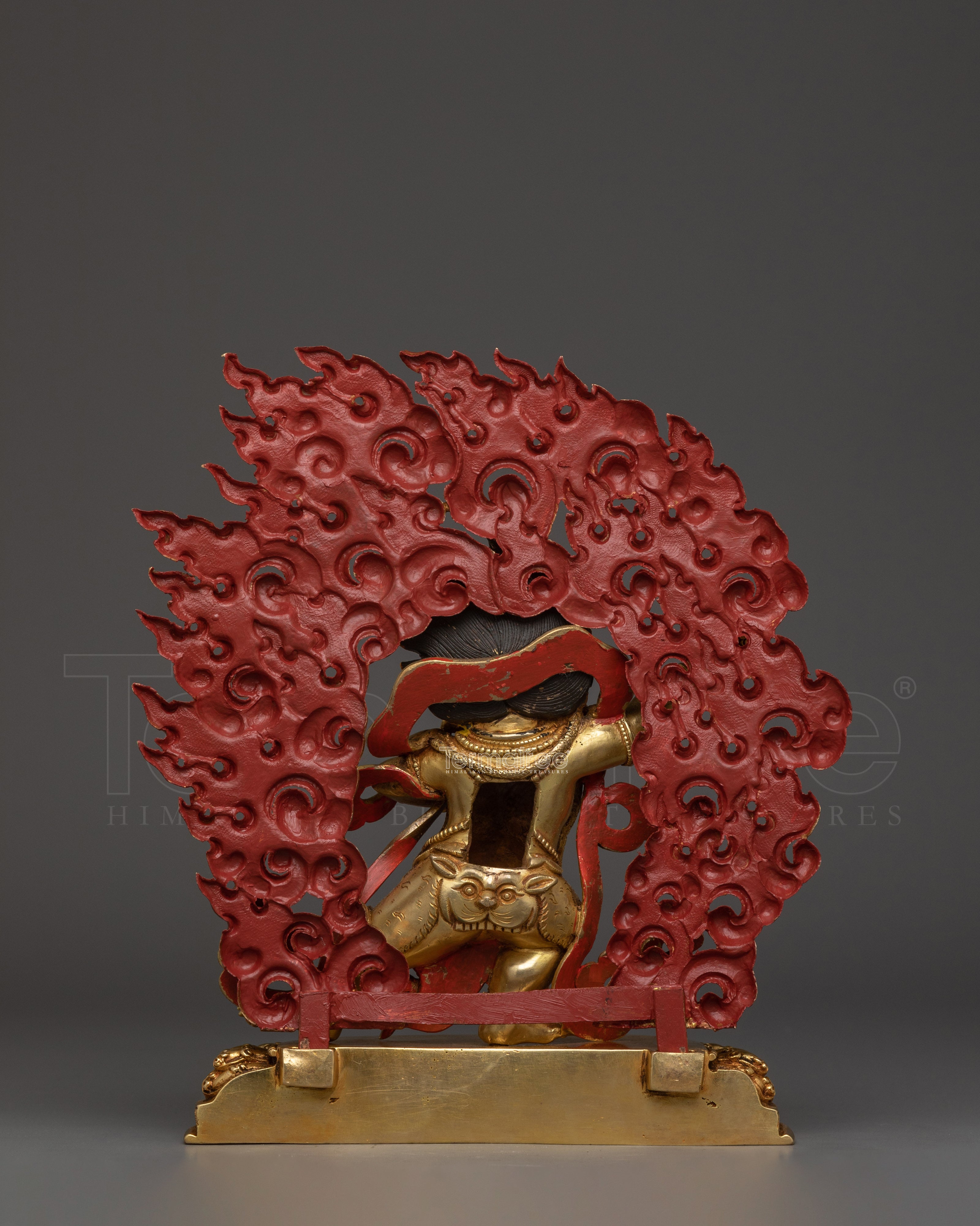 Fierce Vajrapani Protector Statue | 24K Gold Gilded Copper Buddhist Deity from Nepal