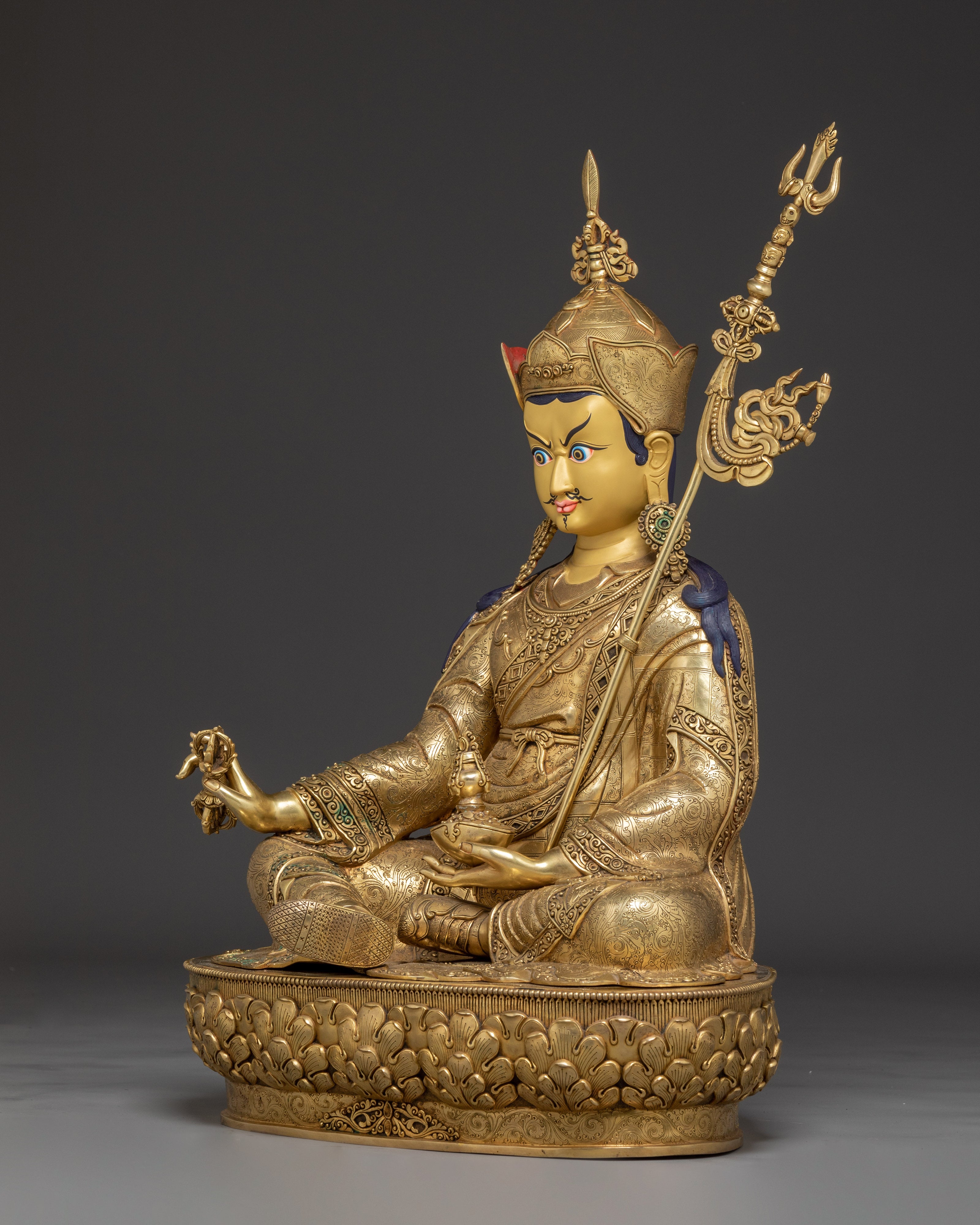 Venerated Guru Rinpoche Statue | Padmsambhava with Khatvanga Statue