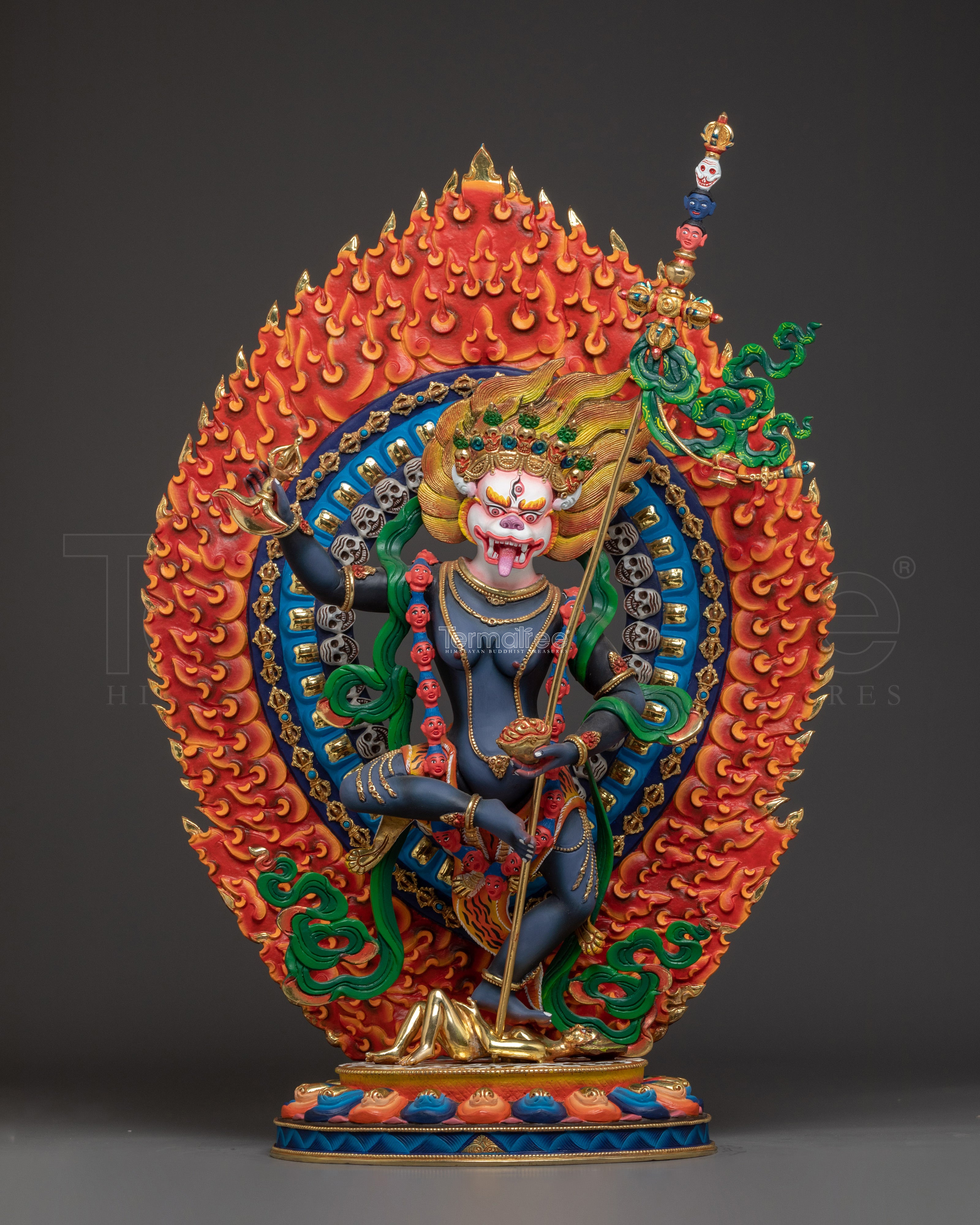 Lion-faced Wrathful Deity | Simhamukha - Protector of Spiritual Practitioners