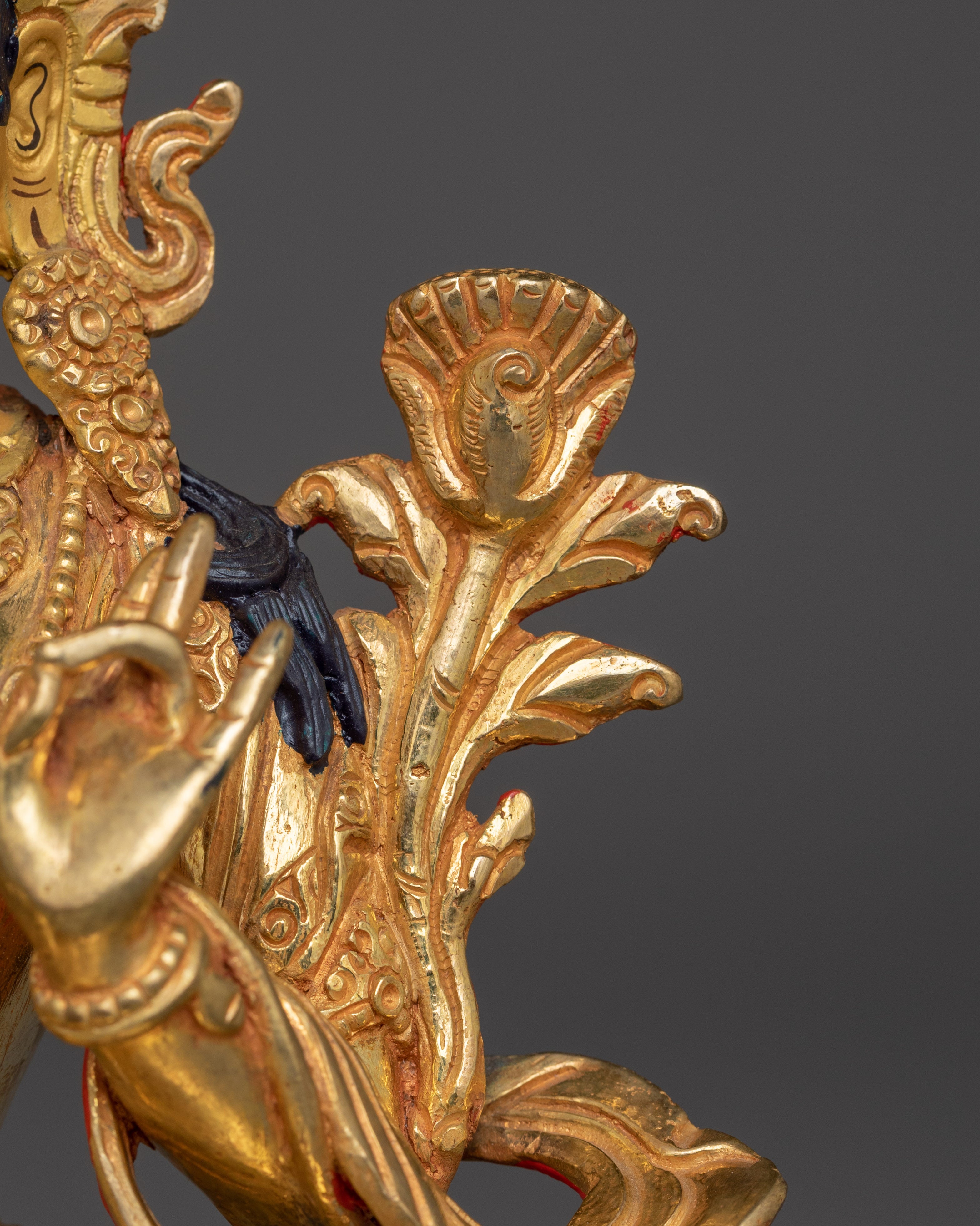 Divine Green Tara Statue | Gold Gilded Goddess for Altar and Meditation