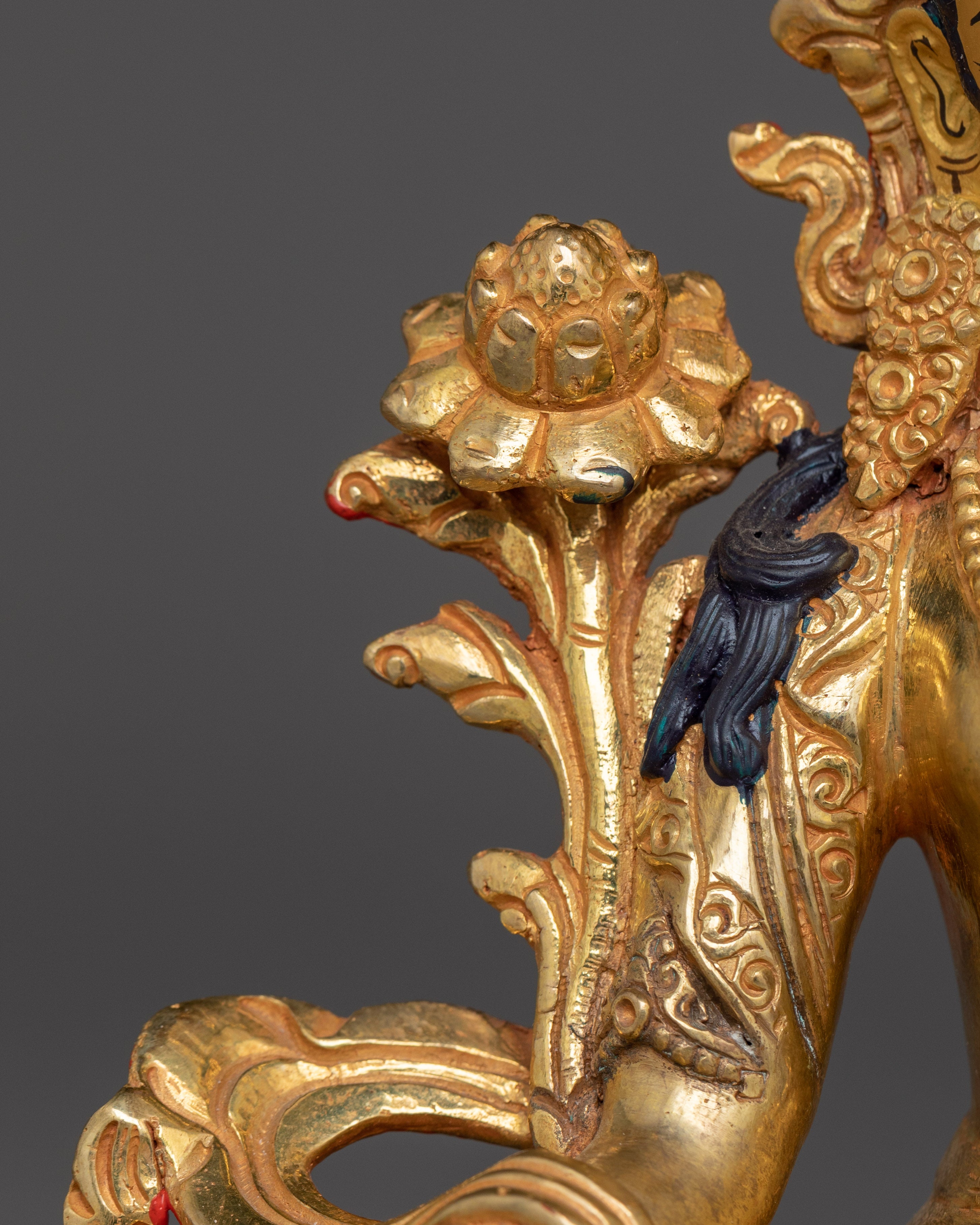 Divine Green Tara Statue | Gold Gilded Goddess for Altar and Meditation