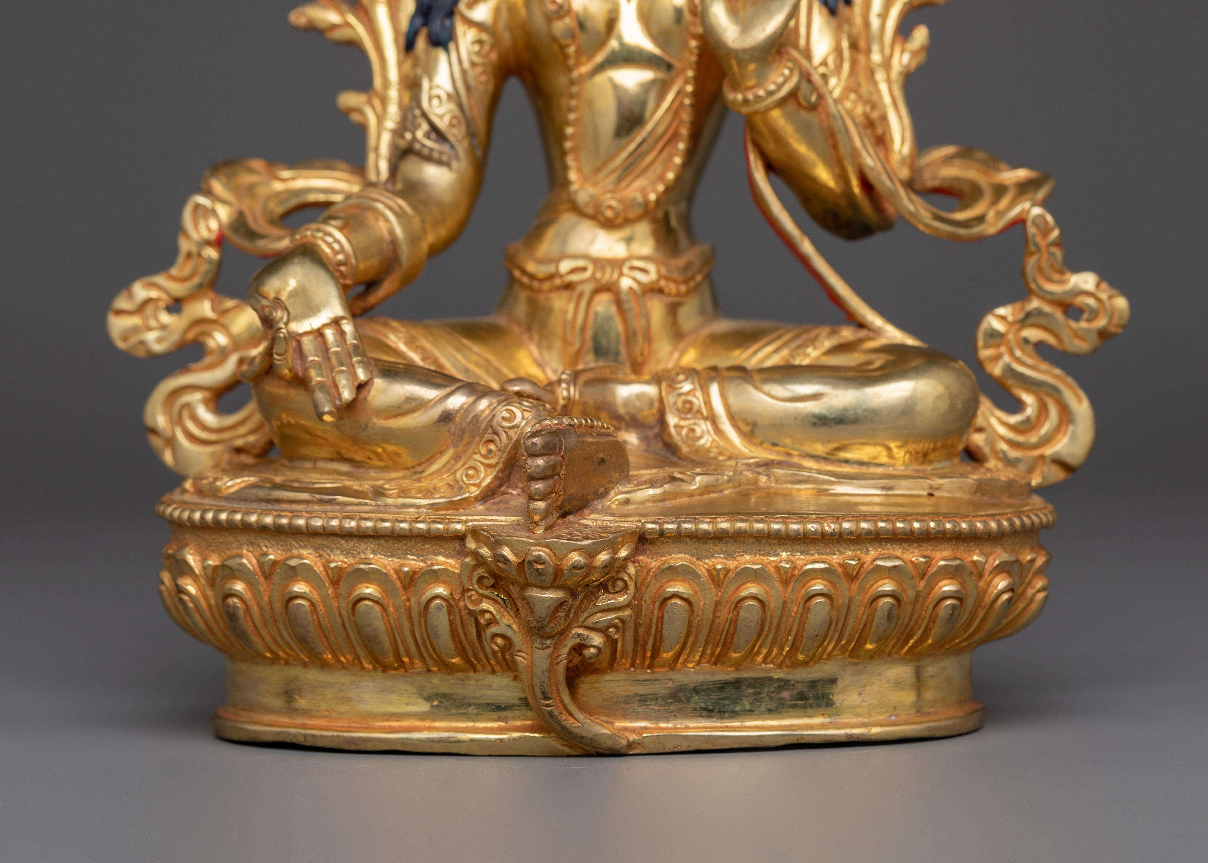 Divine Green Tara Statue | Gold Gilded Goddess for Altar and Meditation