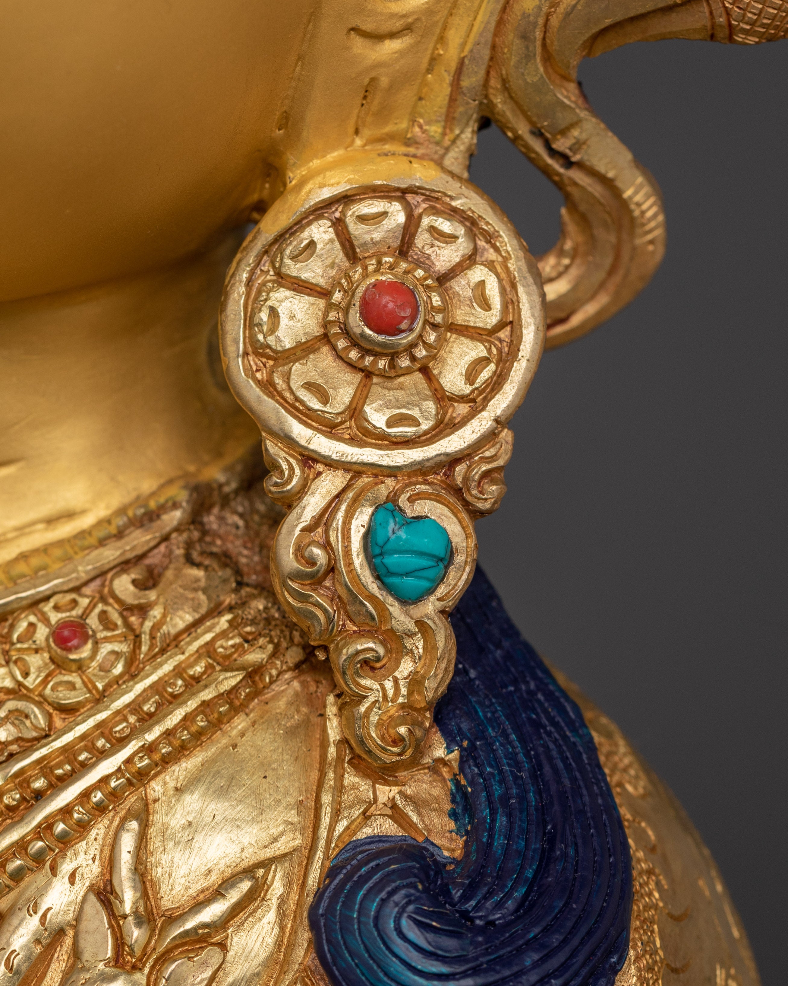 Buddhist Chenrezig Figure | Tibetan Bodhisattva in Gold Gilded Copper Art