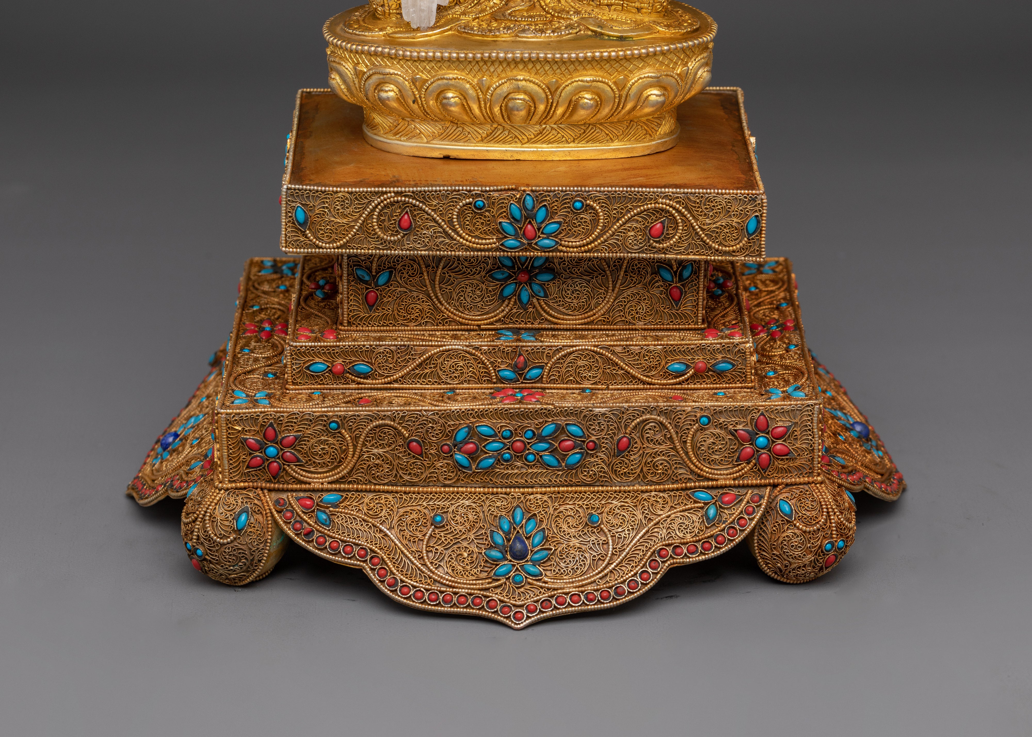 Handmade Shakyamuni Buddha on throne | Symbol of Enlightenment