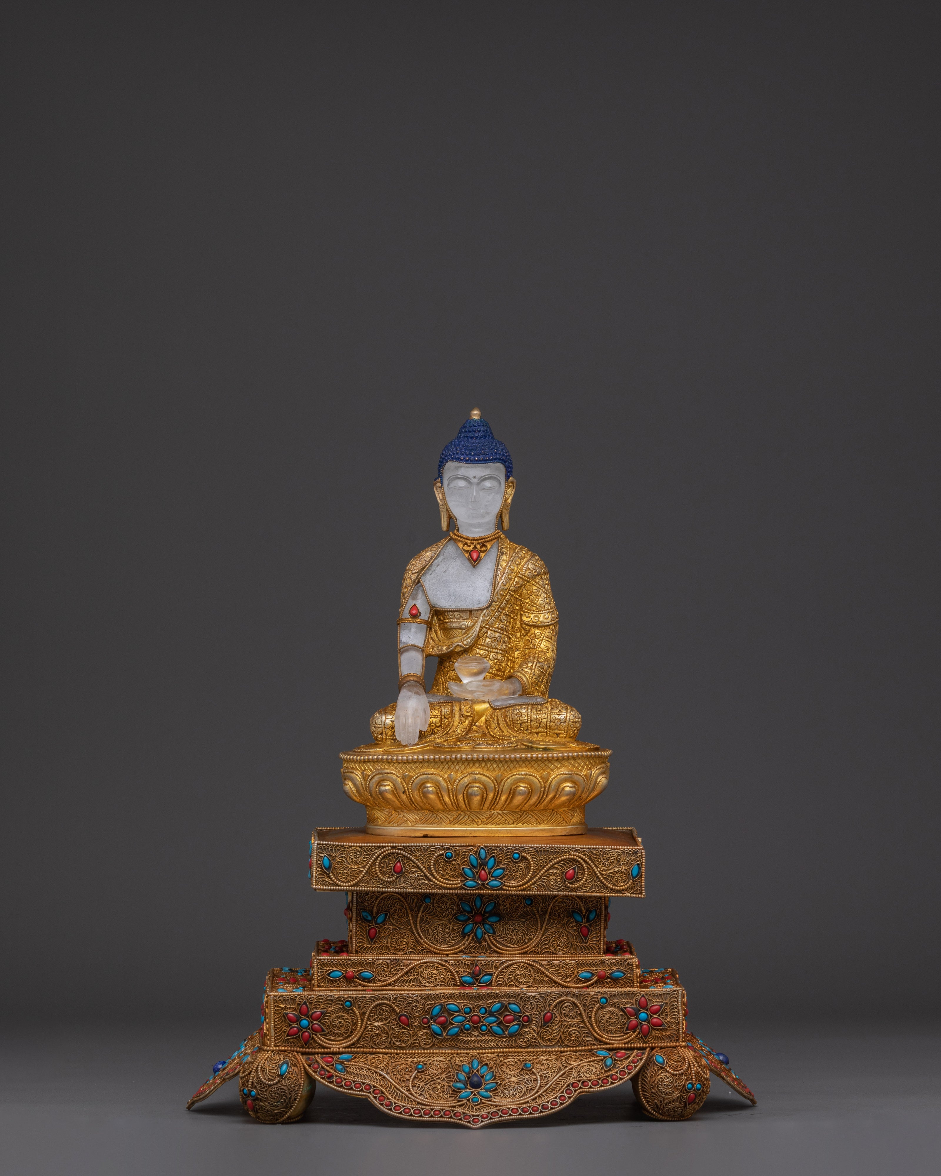 Handmade Shakyamuni Buddha on throne | Symbol of Enlightenment