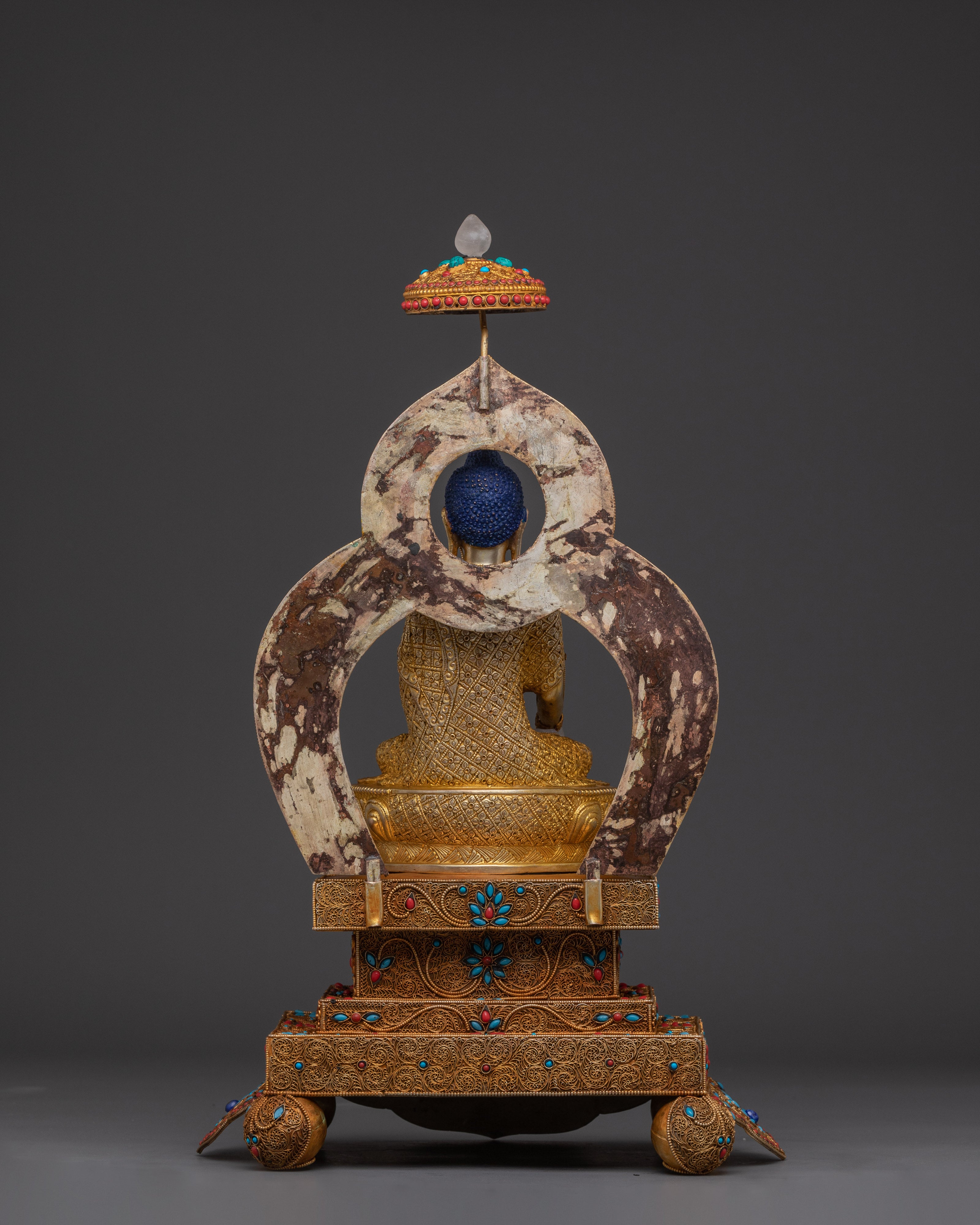 Handmade Shakyamuni Buddha on throne | Symbol of Enlightenment