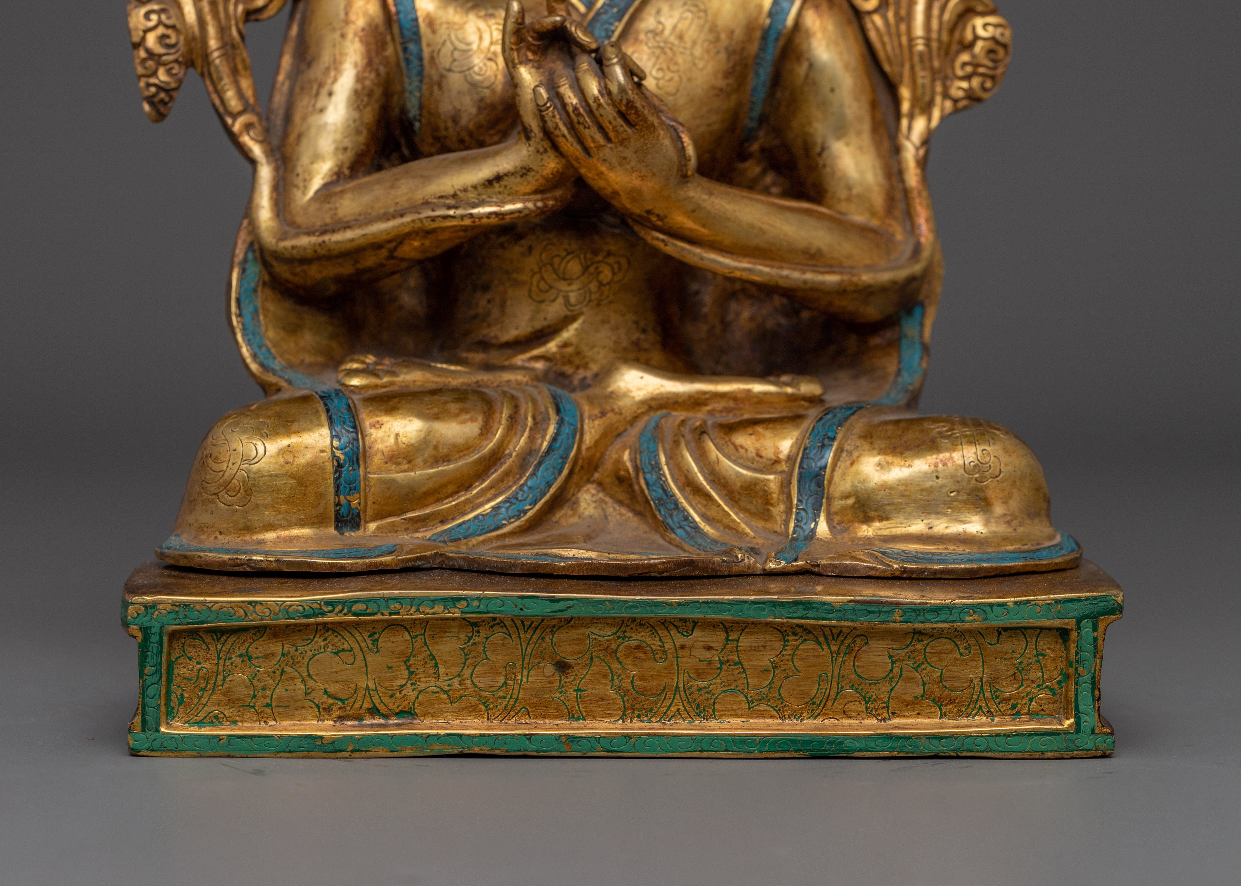 16th Gyalwa Karmapa Statue | Handcrafted Copper with 24K Gold Gilding