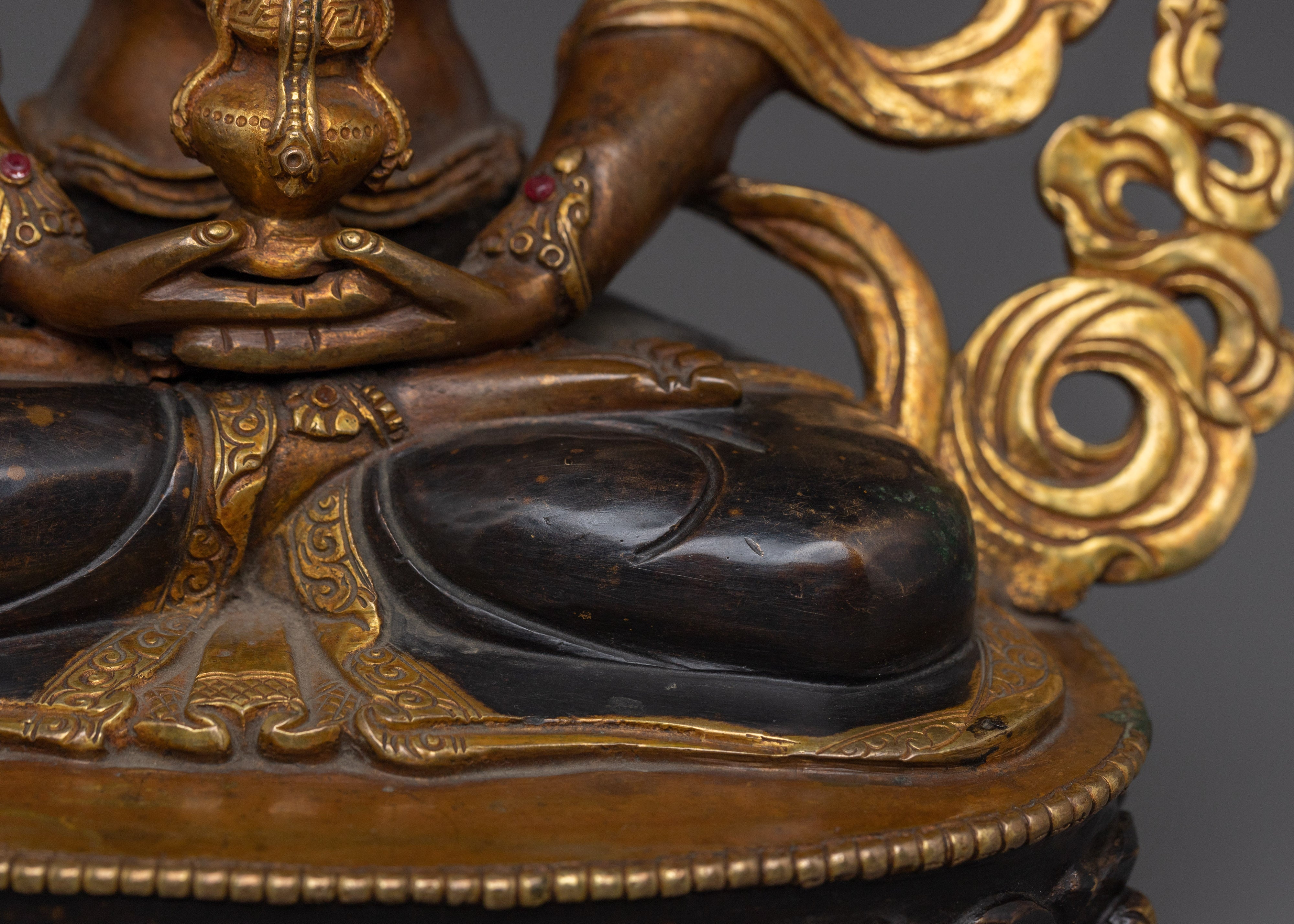 Himalayan Copper Art of Amitayus | 24K Gold Gilded Deity for Longevity and Blessings