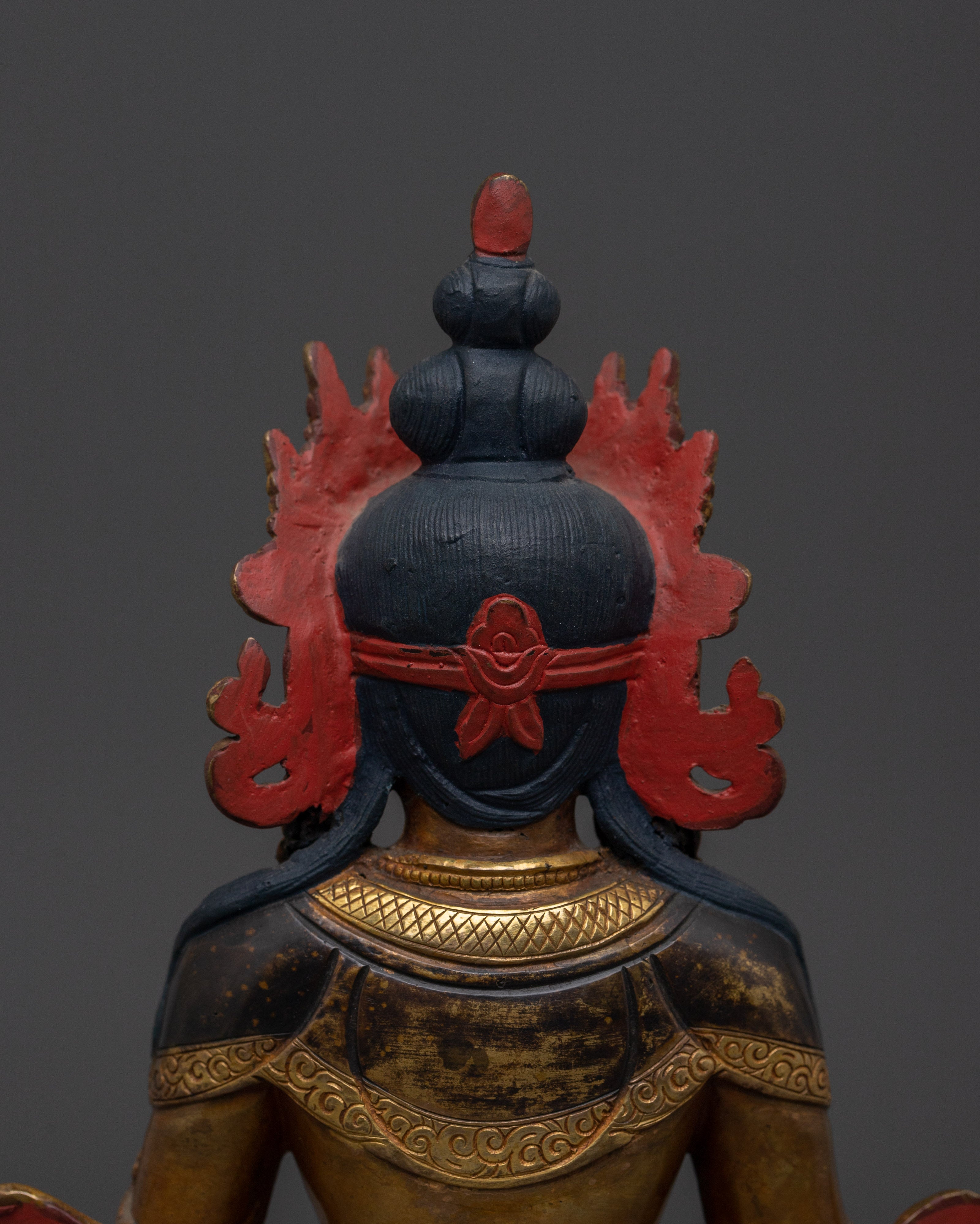 Himalayan Copper Art of Amitayus | 24K Gold Gilded Deity for Longevity and Blessings