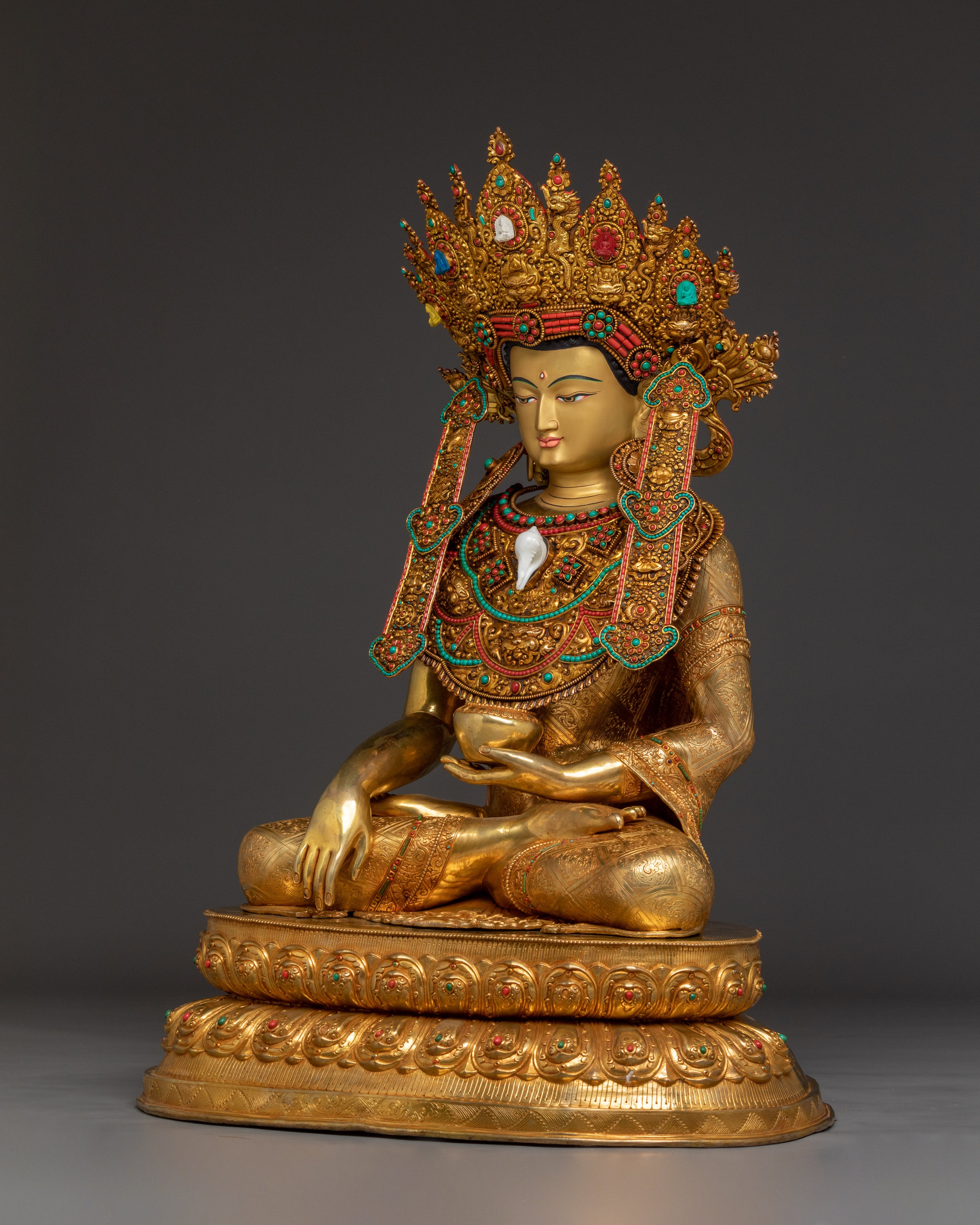 Shakyamuni Buddha with Crown Sculpture | Historical Buddha