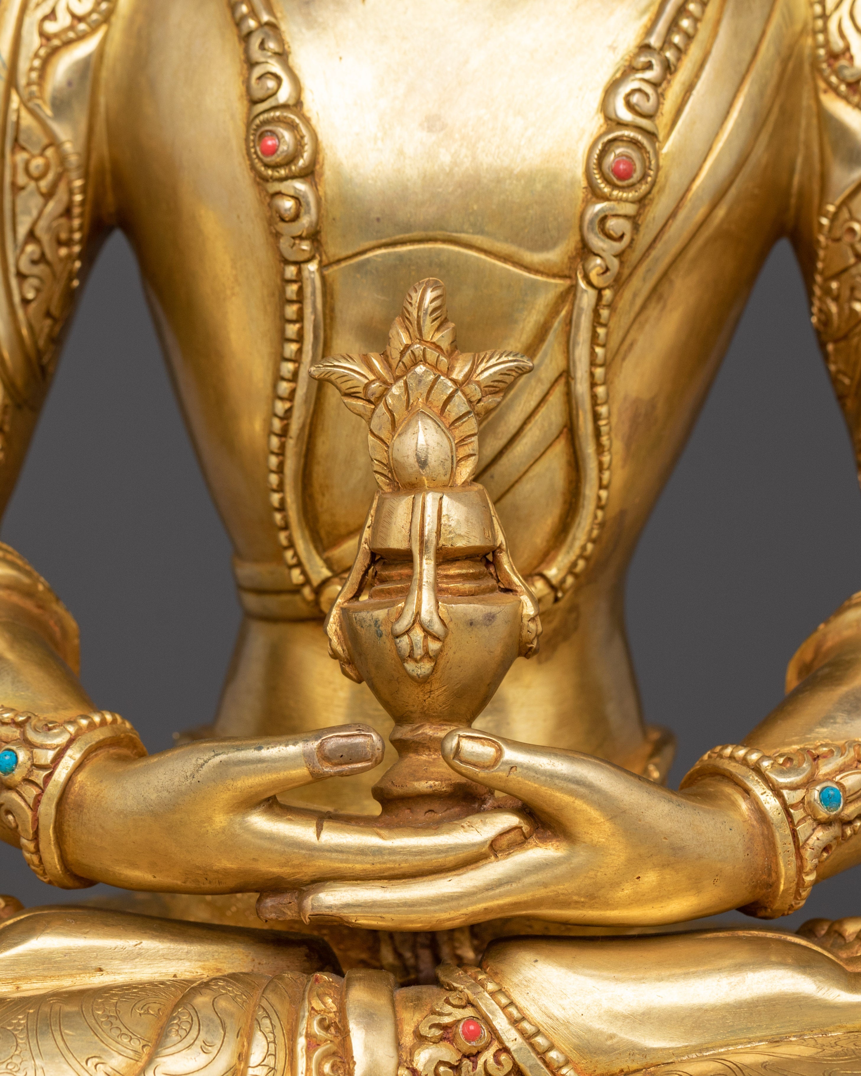 Golden Amitayus Figurine | Buddha of Infinite Light