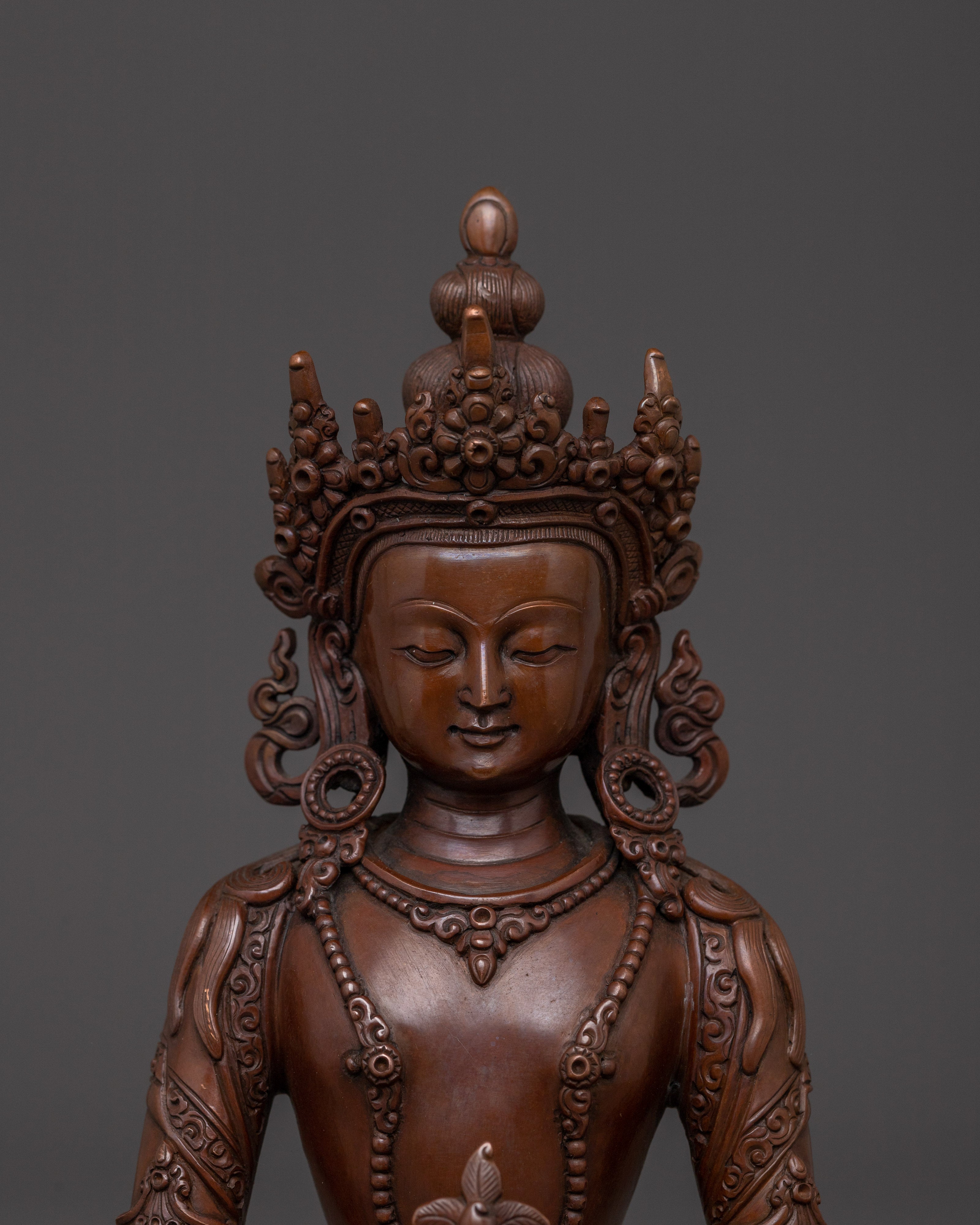 Himalayan Art of Amitayus | Copper Sculpture