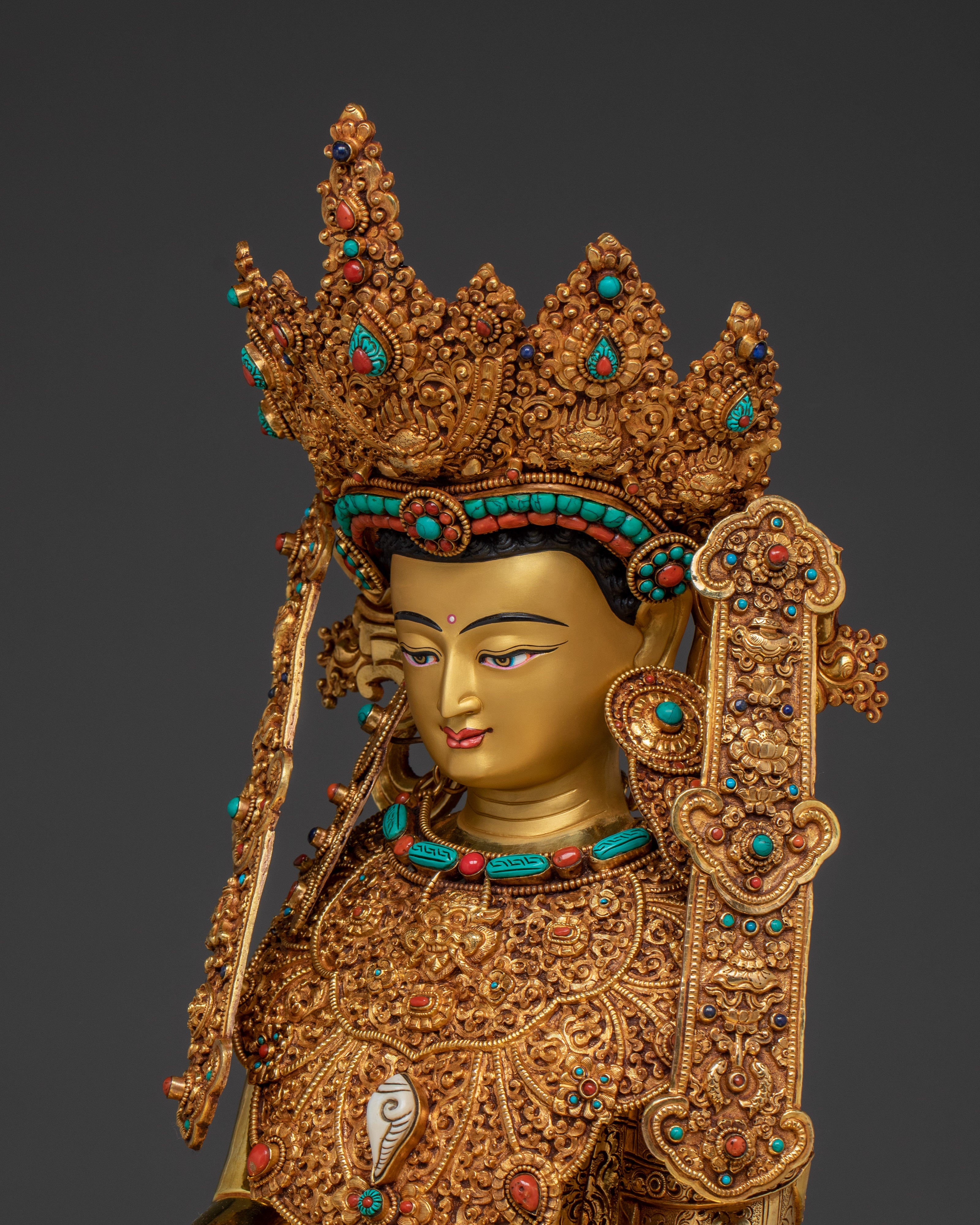 Majestic Shakyamuni Buddha on Throne Statue | Gautama Buddha - Dharma Teacher