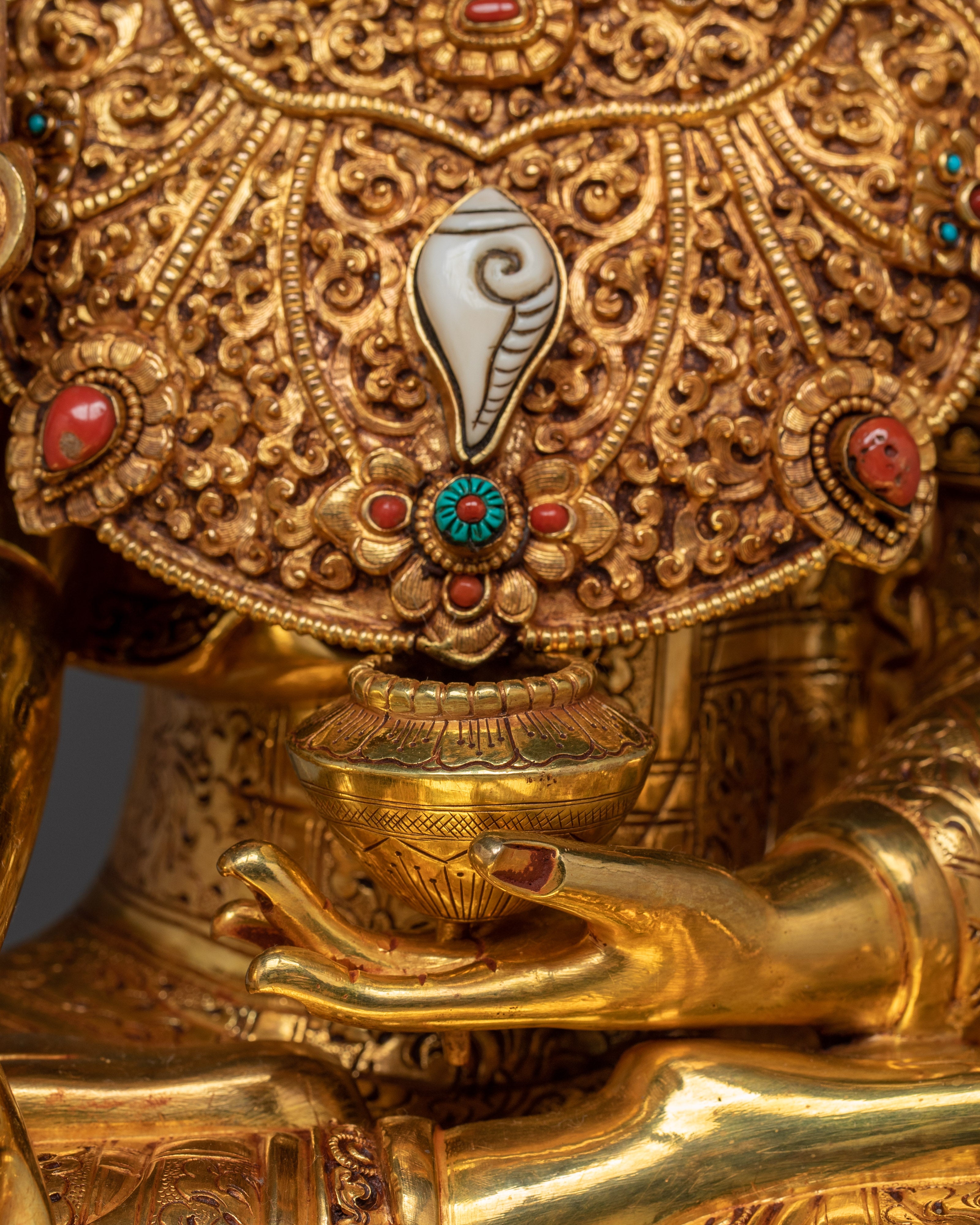 Majestic Shakyamuni Buddha on Throne Statue | Gautama Buddha - Dharma Teacher