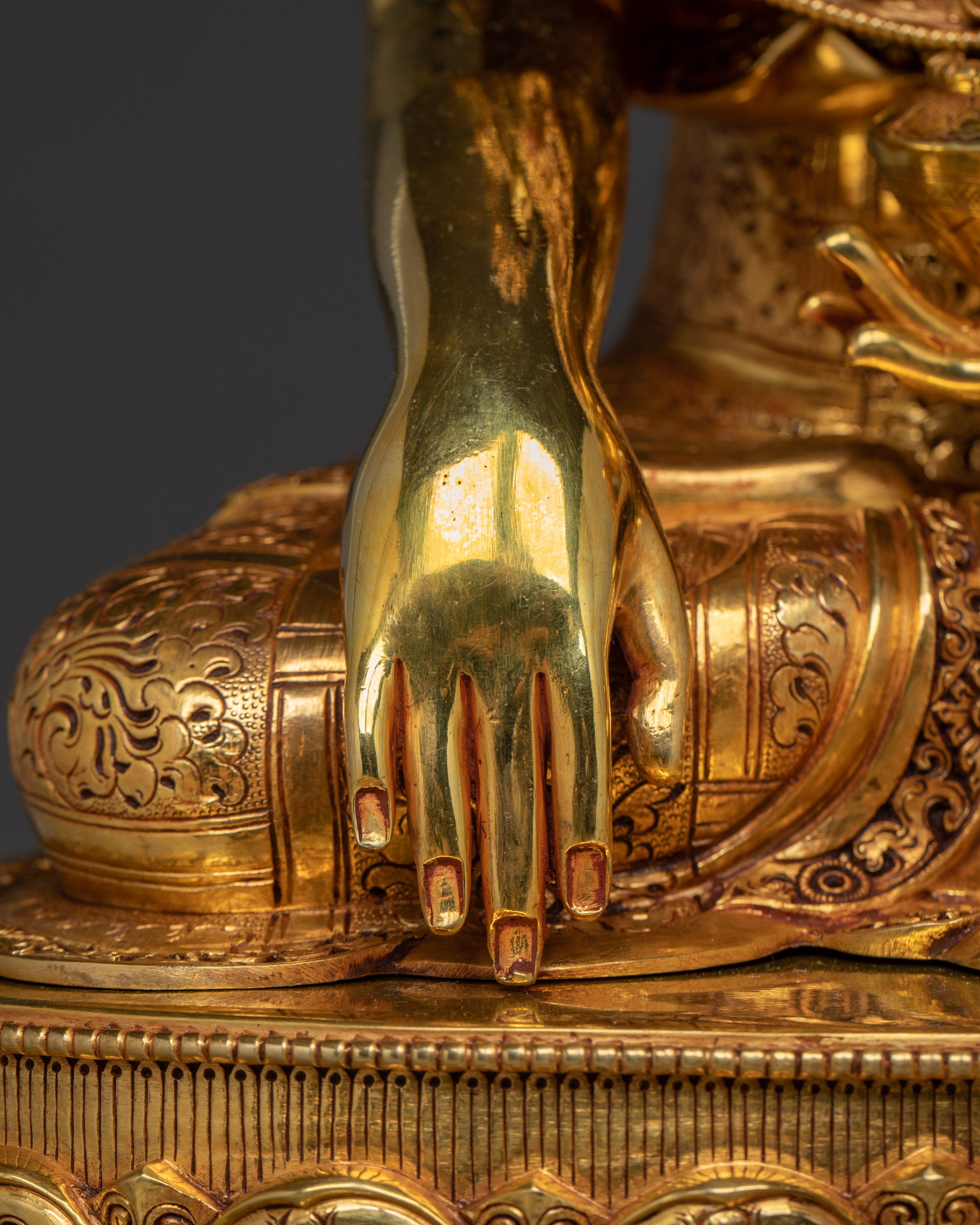 Majestic Shakyamuni Buddha on Throne Statue | Gautama Buddha - Dharma Teacher
