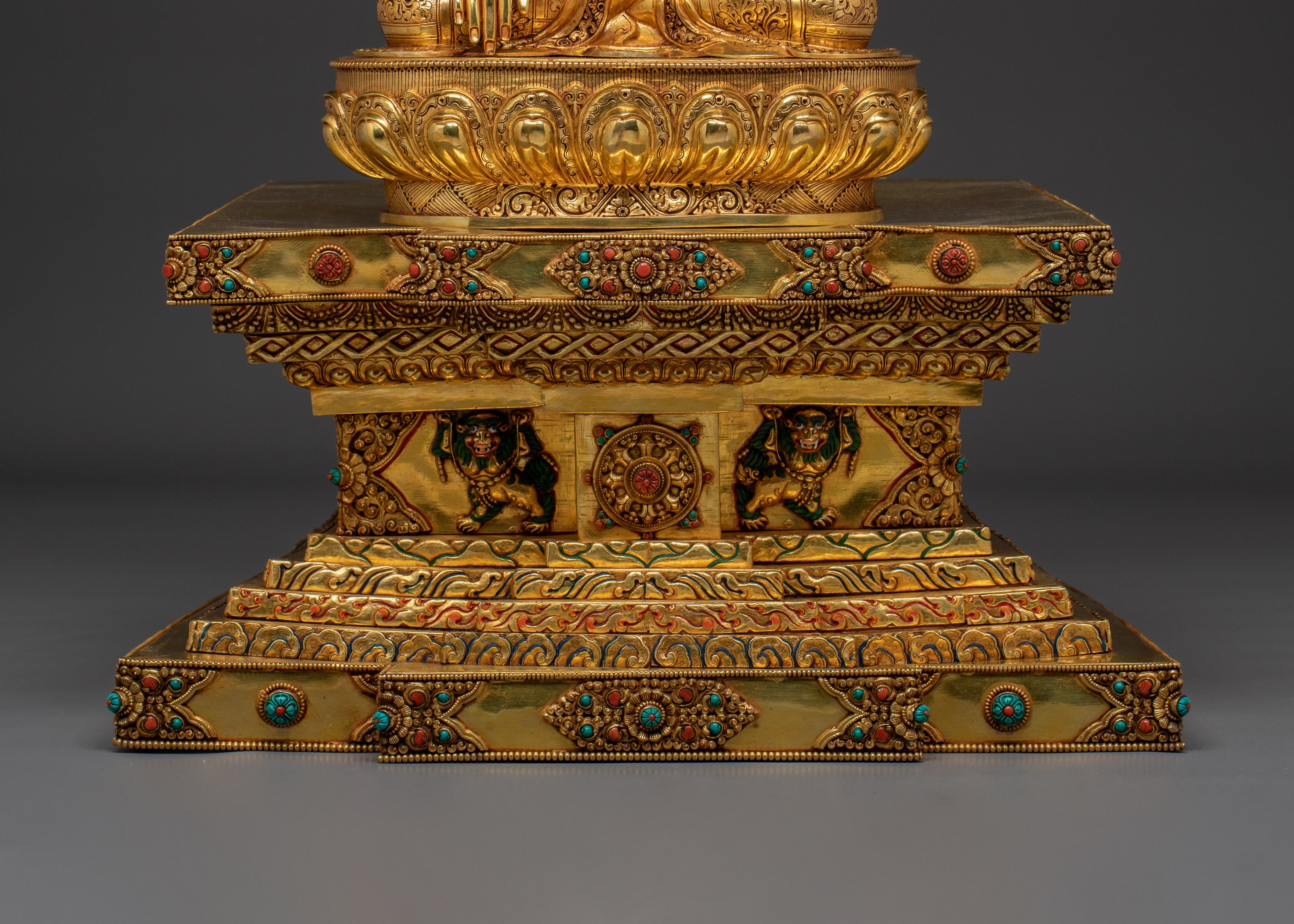 Majestic Shakyamuni Buddha on Throne Statue | Gautama Buddha - Dharma Teacher