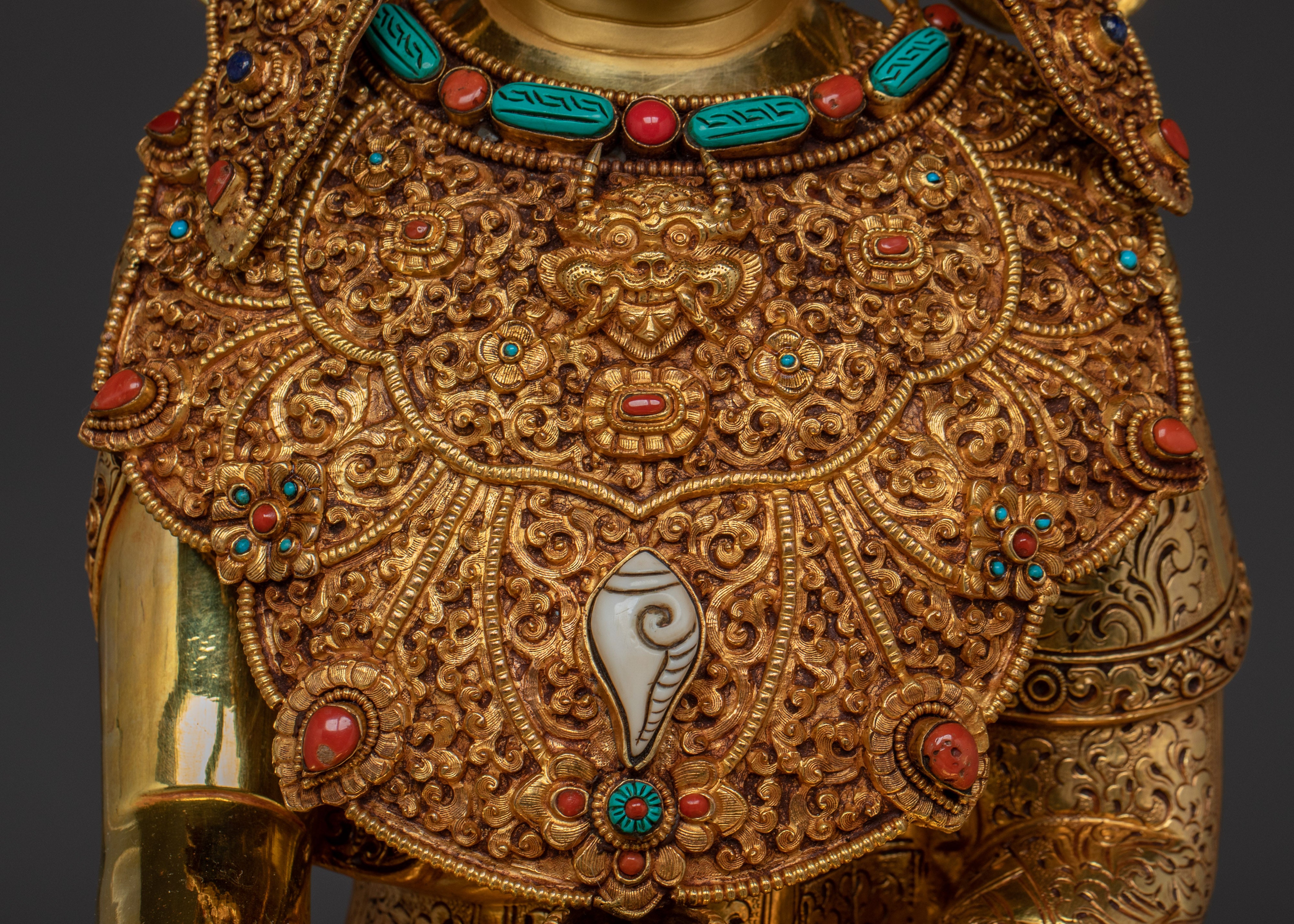 Majestic Shakyamuni Buddha on Throne Statue | Gautama Buddha - Dharma Teacher