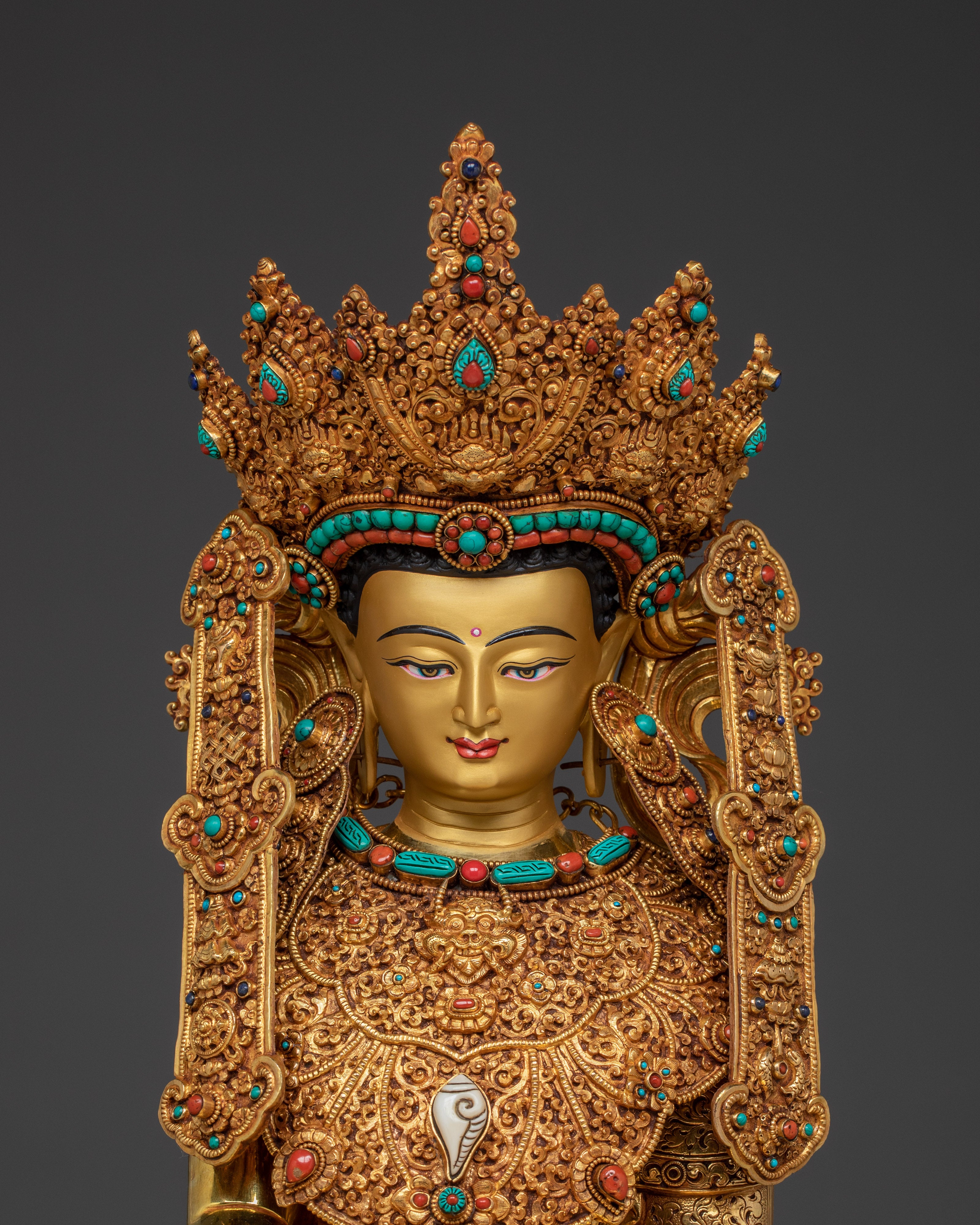 Majestic Shakyamuni Buddha on Throne Statue | Gautama Buddha - Dharma Teacher