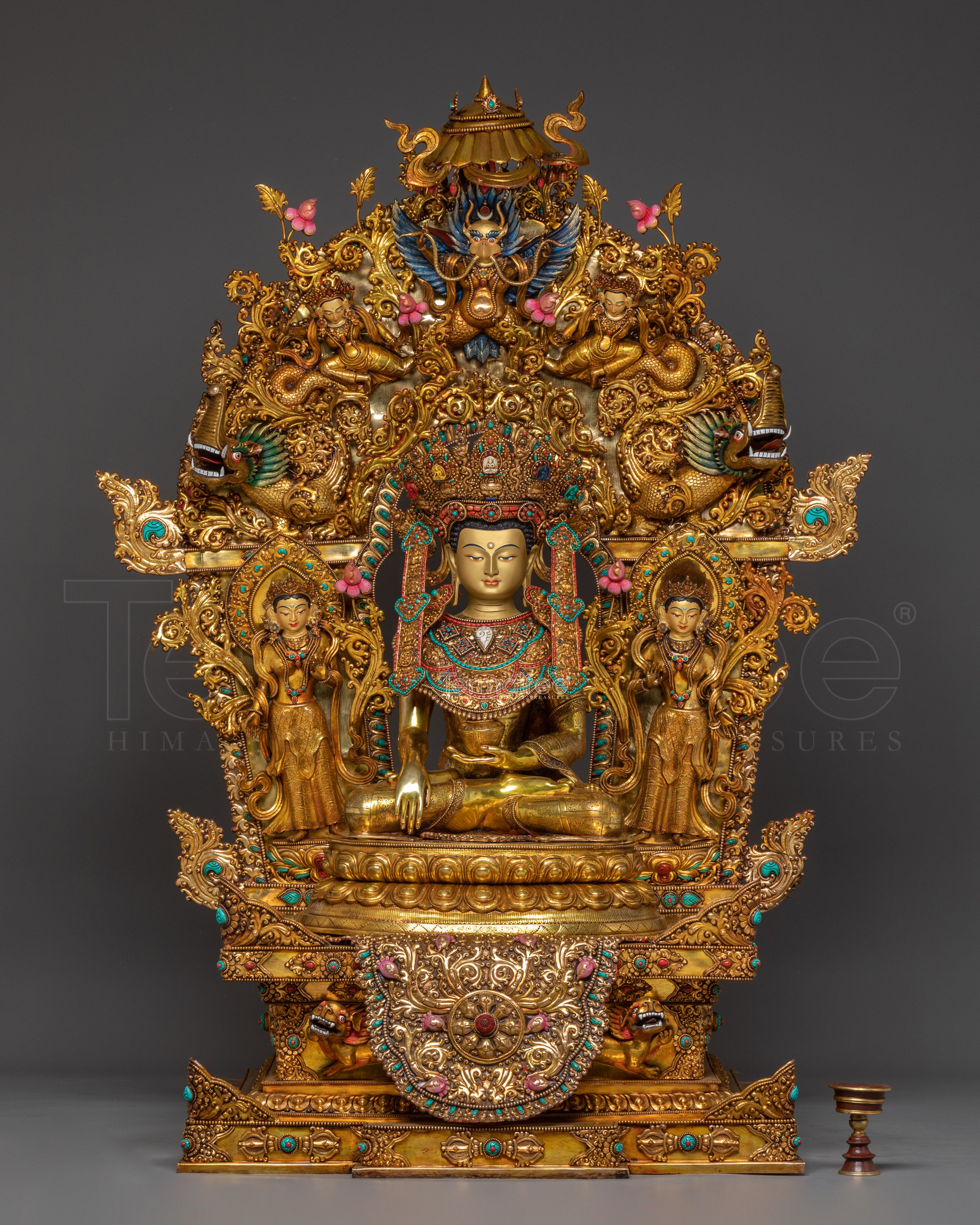 Majestic Gautama Buddha on Throne Statue | Shakyamuni Buddha - Dharma Teacher