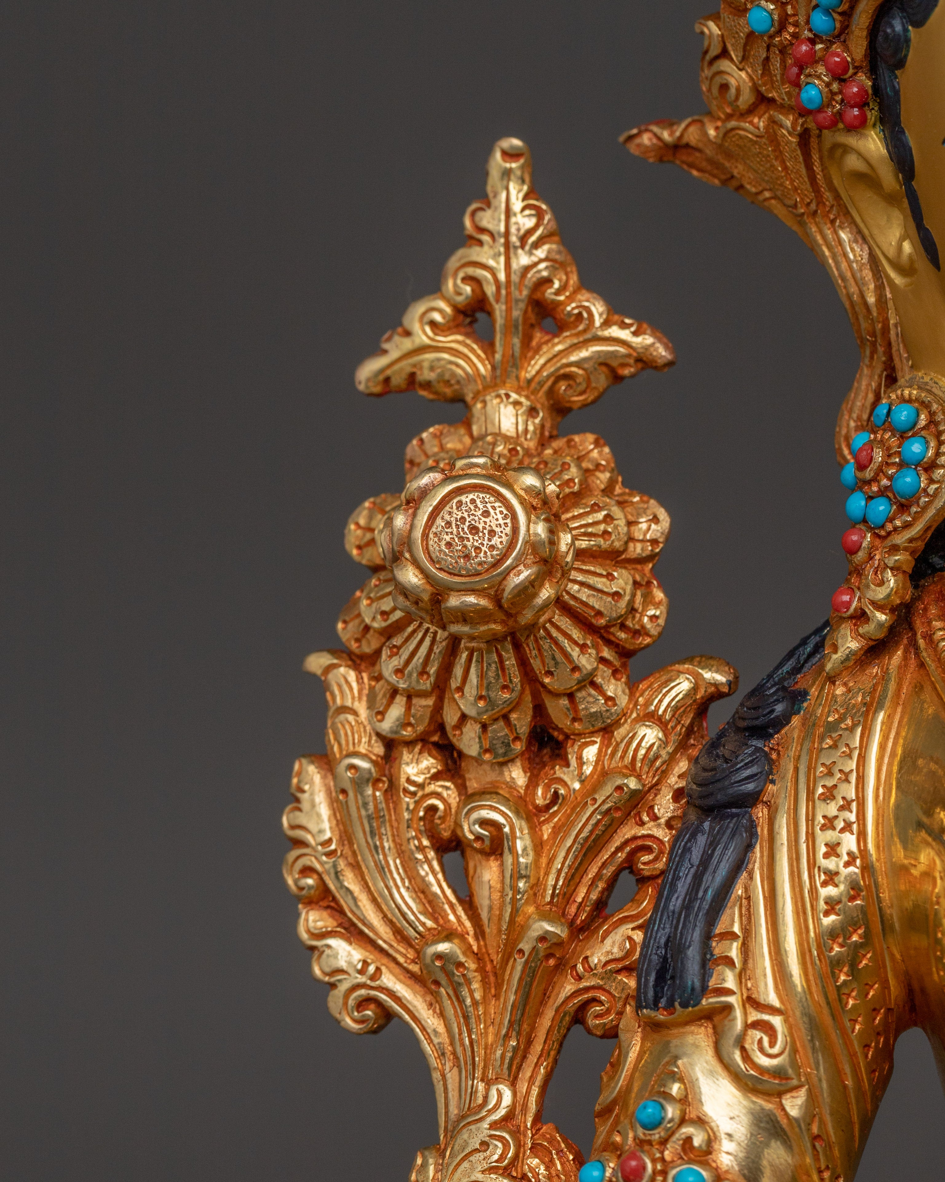 Compassionate Bodhisattva Shyama Tara Statue | Green Tara Golden Figurine