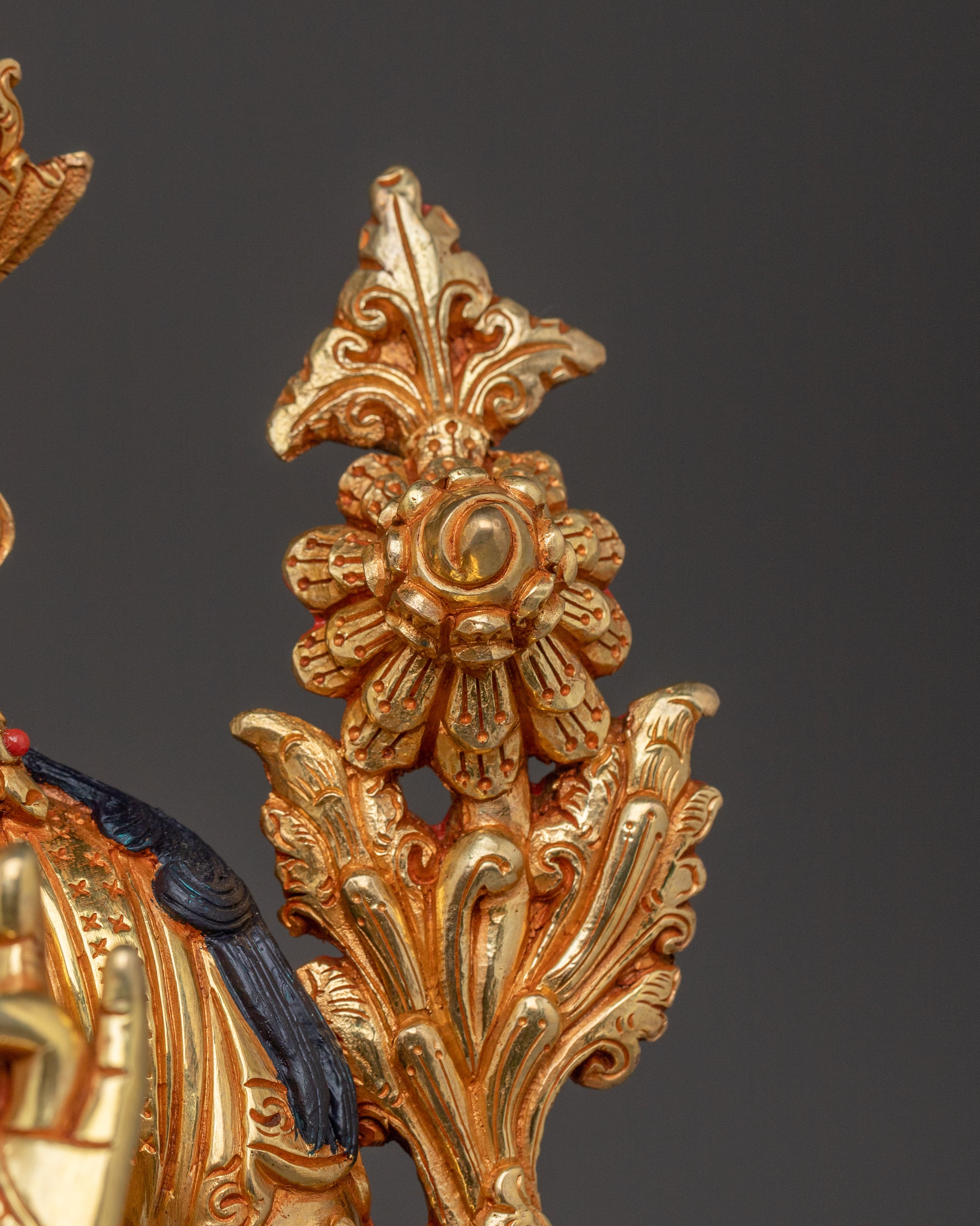 Compassionate Bodhisattva Shyama Tara Statue | Green Tara Golden Figurine