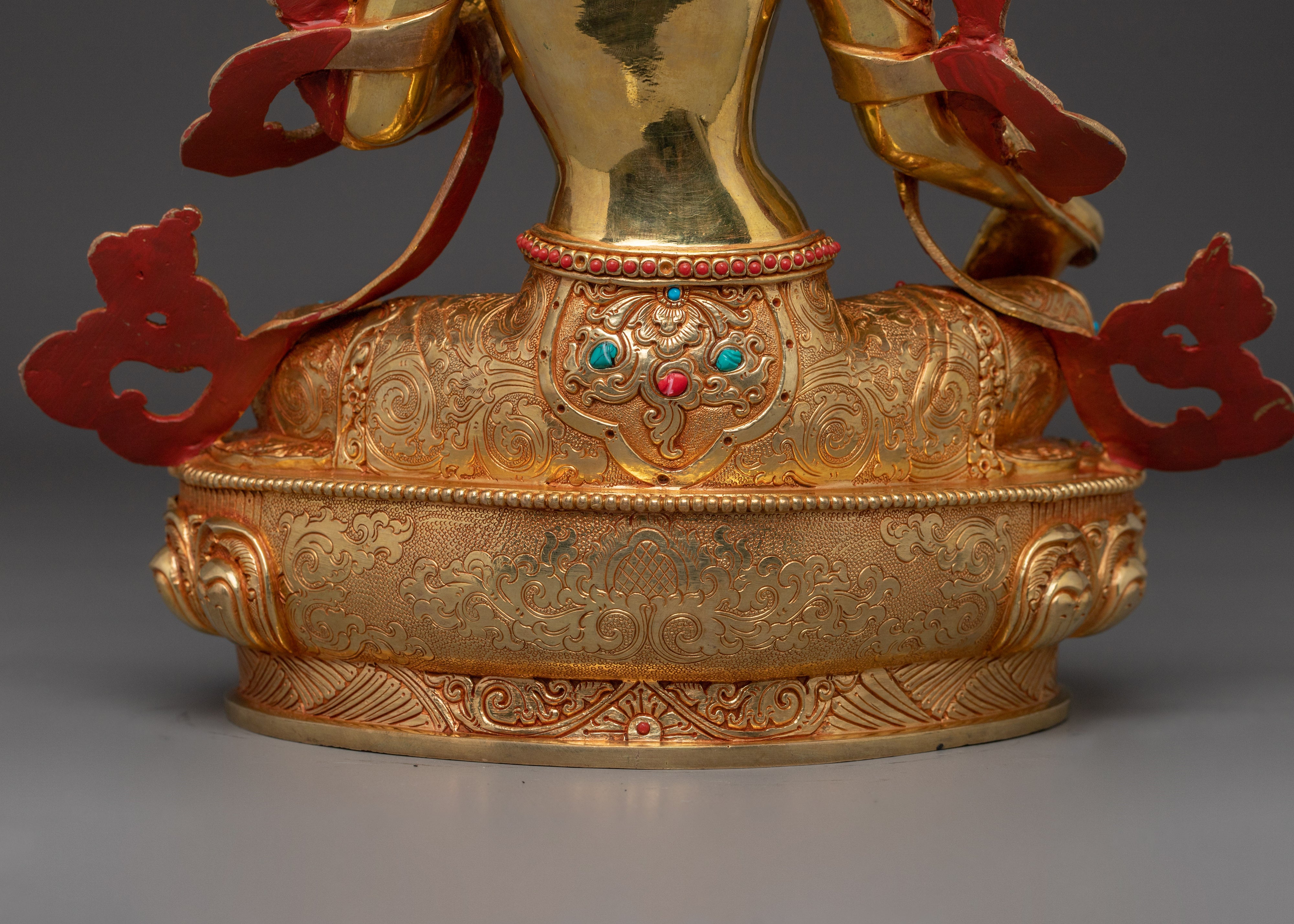 Compassionate Bodhisattva Shyama Tara Statue | Green Tara Golden Figurine