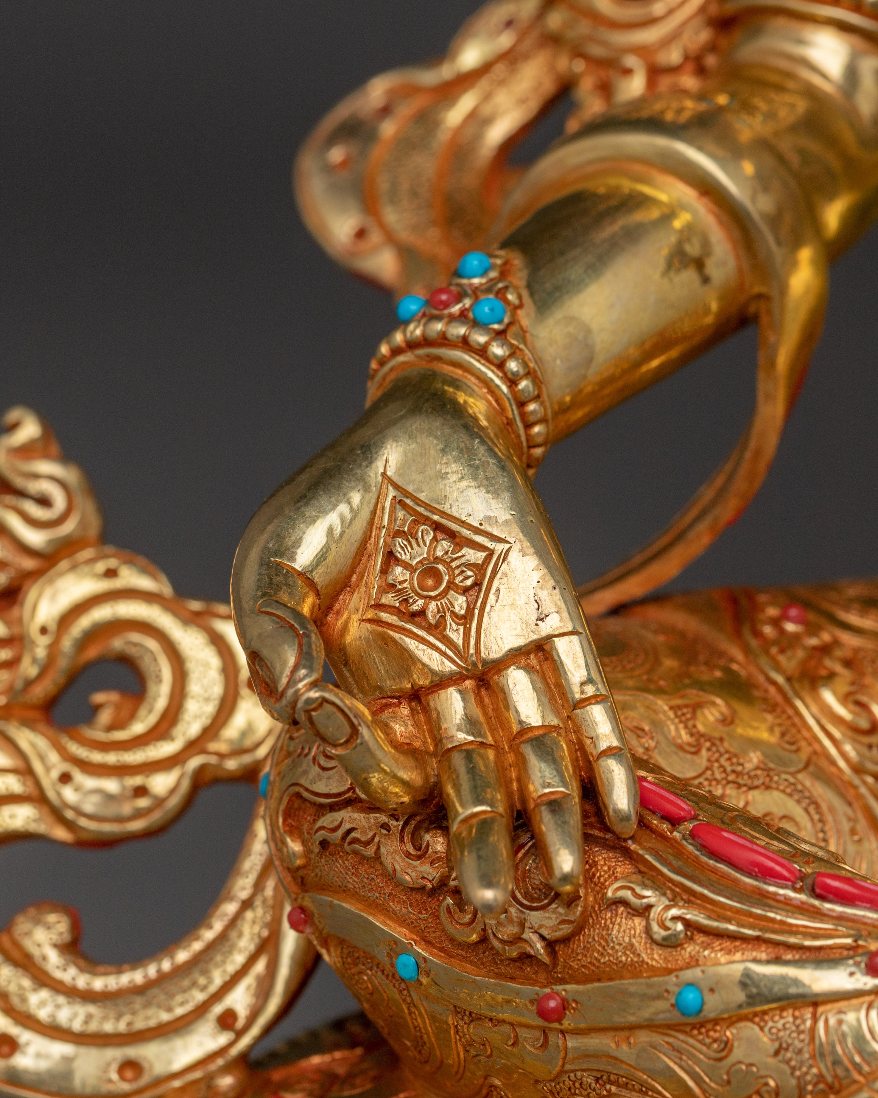 Compassionate Bodhisattva Shyama Tara Statue | Green Tara Golden Figurine