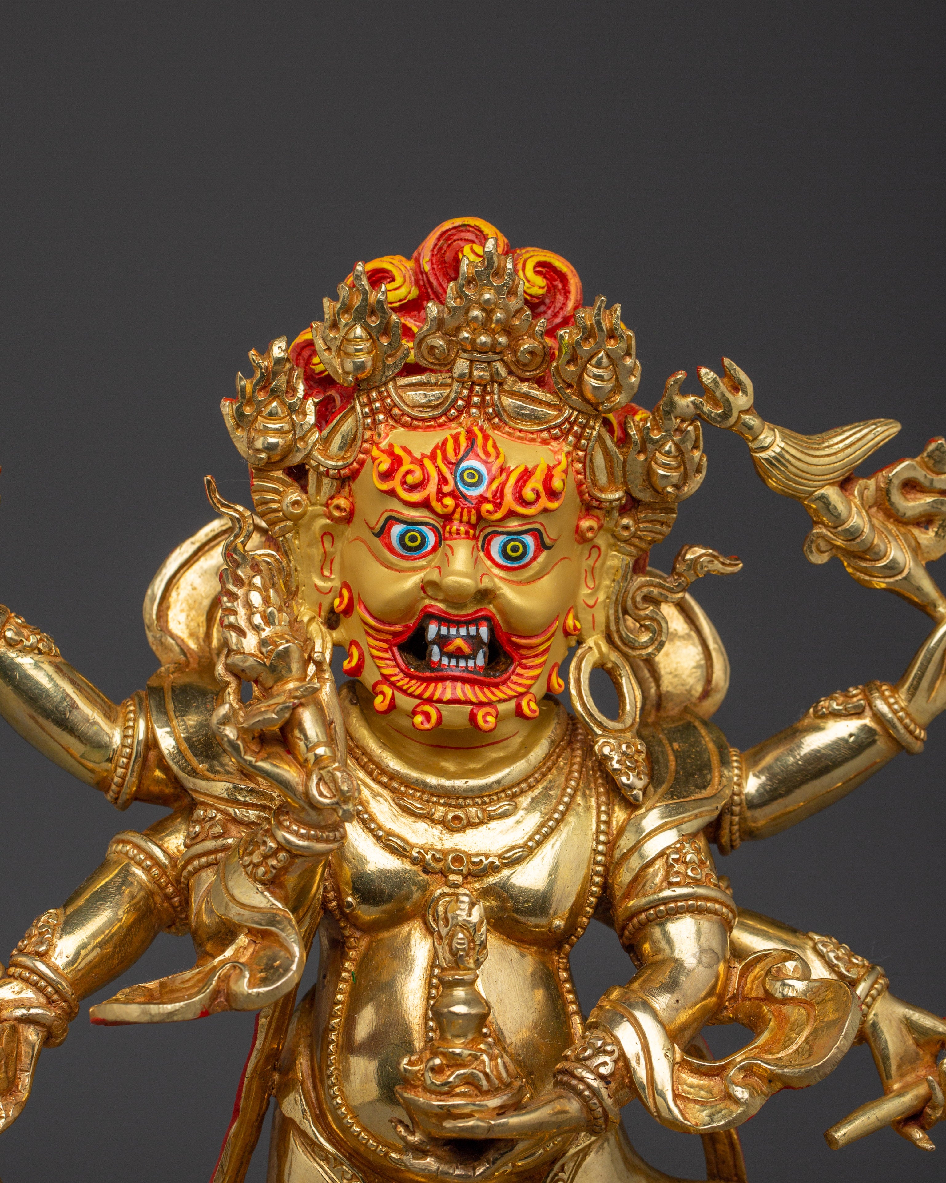 Tibetan Buddhist Deity White Mahakala Statue | Symbol of Prosperity