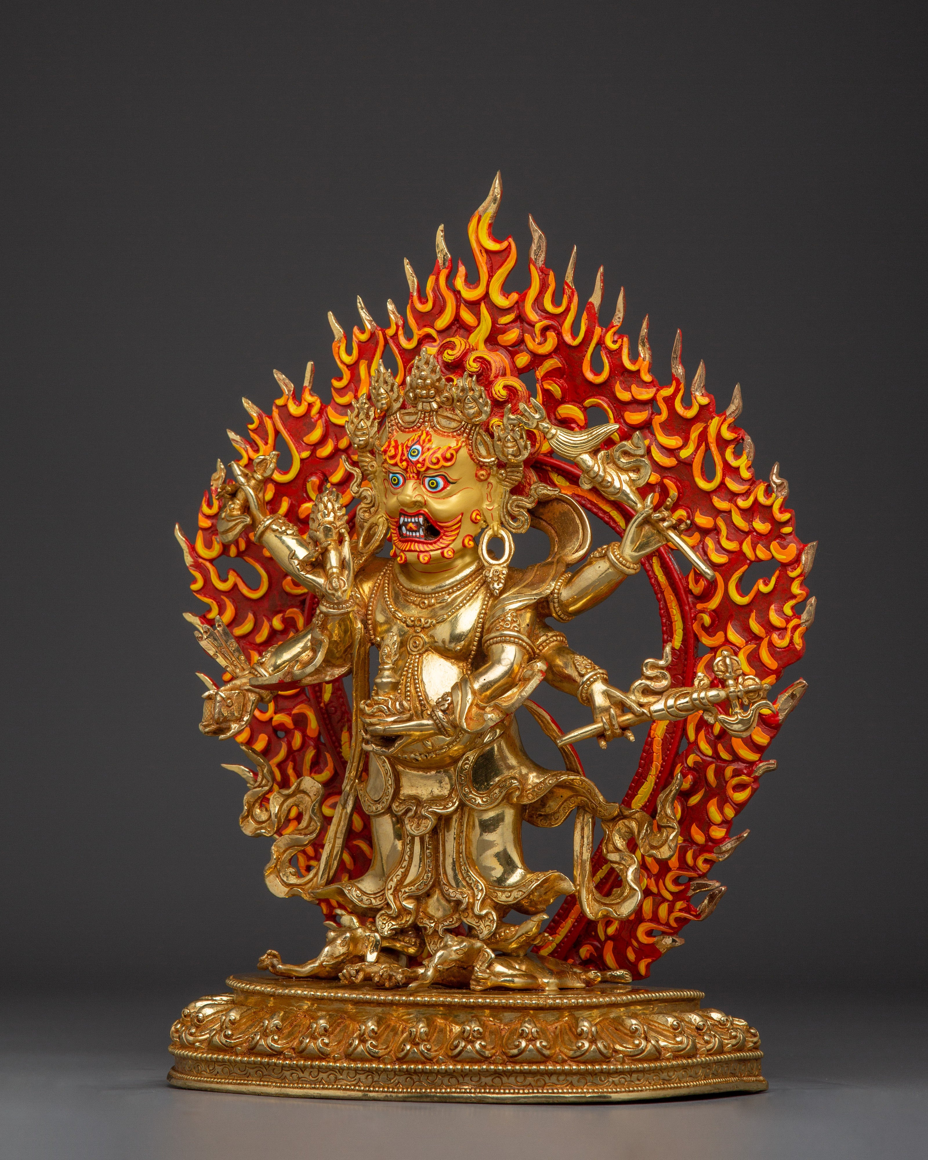 Tibetan Buddhist Deity White Mahakala Statue | Symbol of Prosperity
