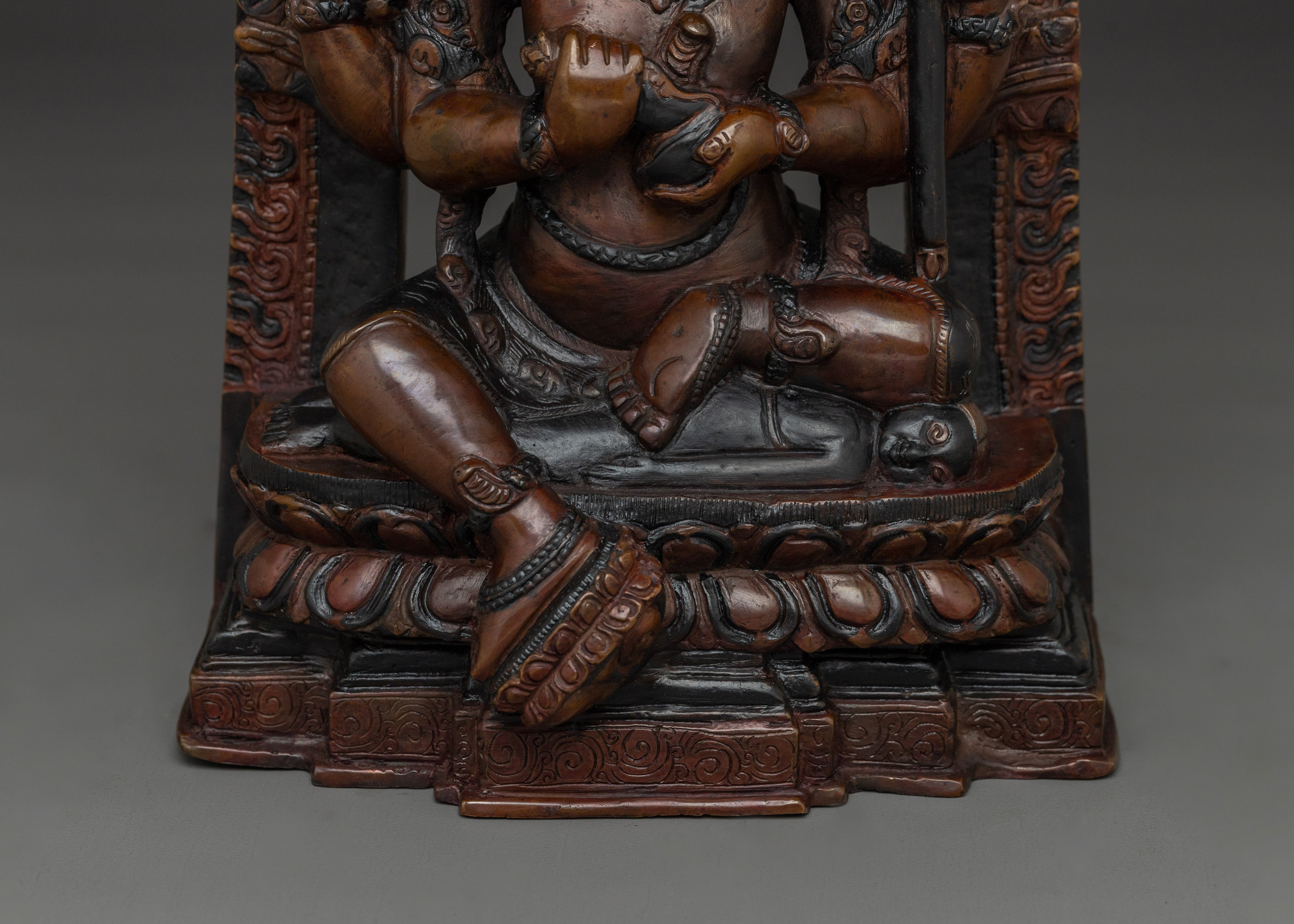 Fierce Mahakala Oxidized Statue | Tibetan Buddhist Deity
