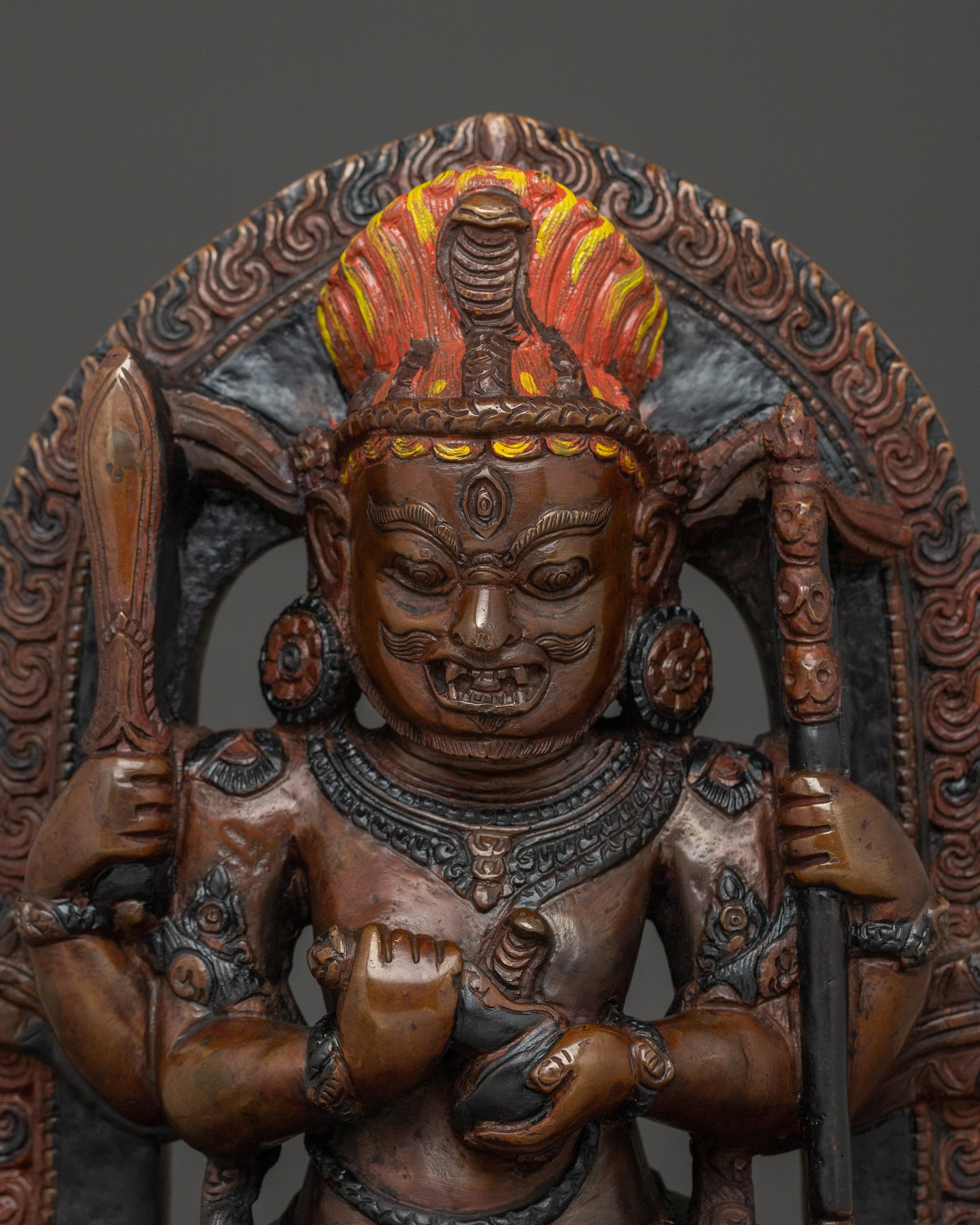 Fierce Mahakala Oxidized Statue | Tibetan Buddhist Deity