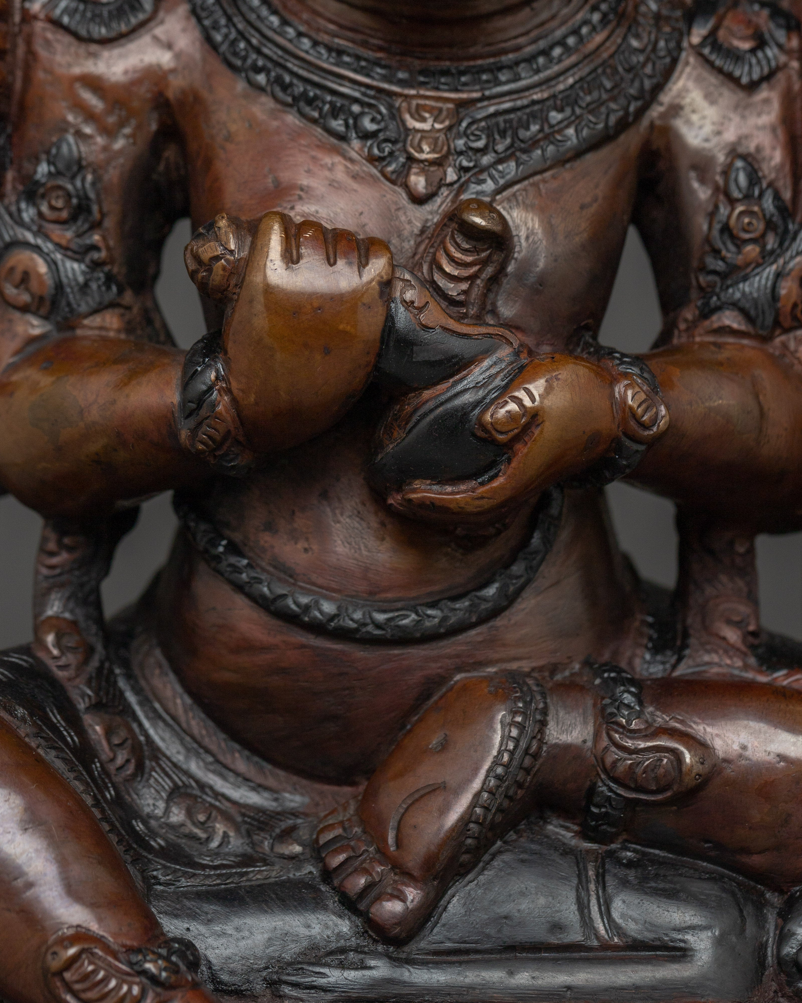 Fierce Mahakala Oxidized Statue | Tibetan Buddhist Deity