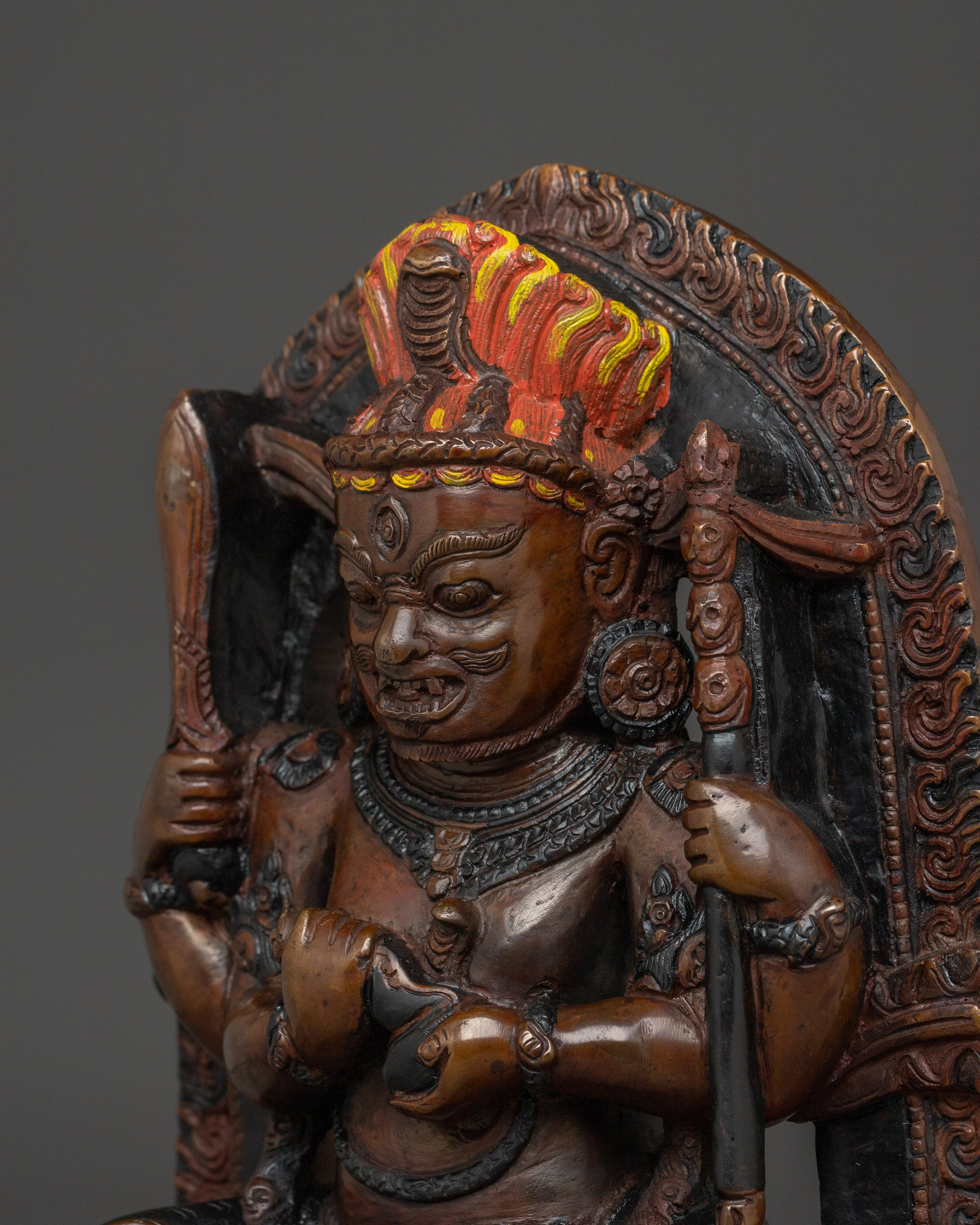 Fierce Mahakala Oxidized Statue | Tibetan Buddhist Deity