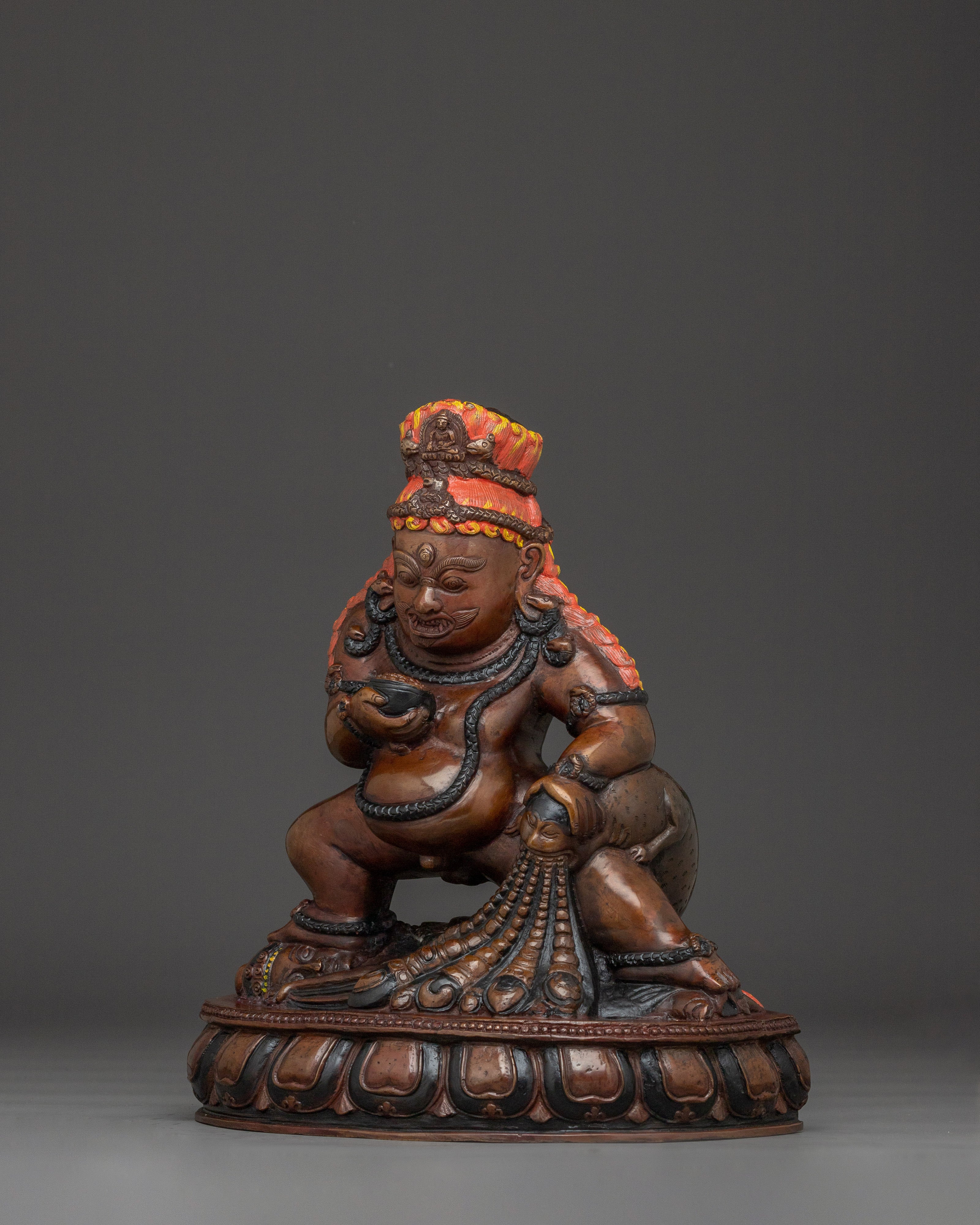 Wealth Deity Black Dzambhala Statue | Tibetan Buddhist Wealth Icon