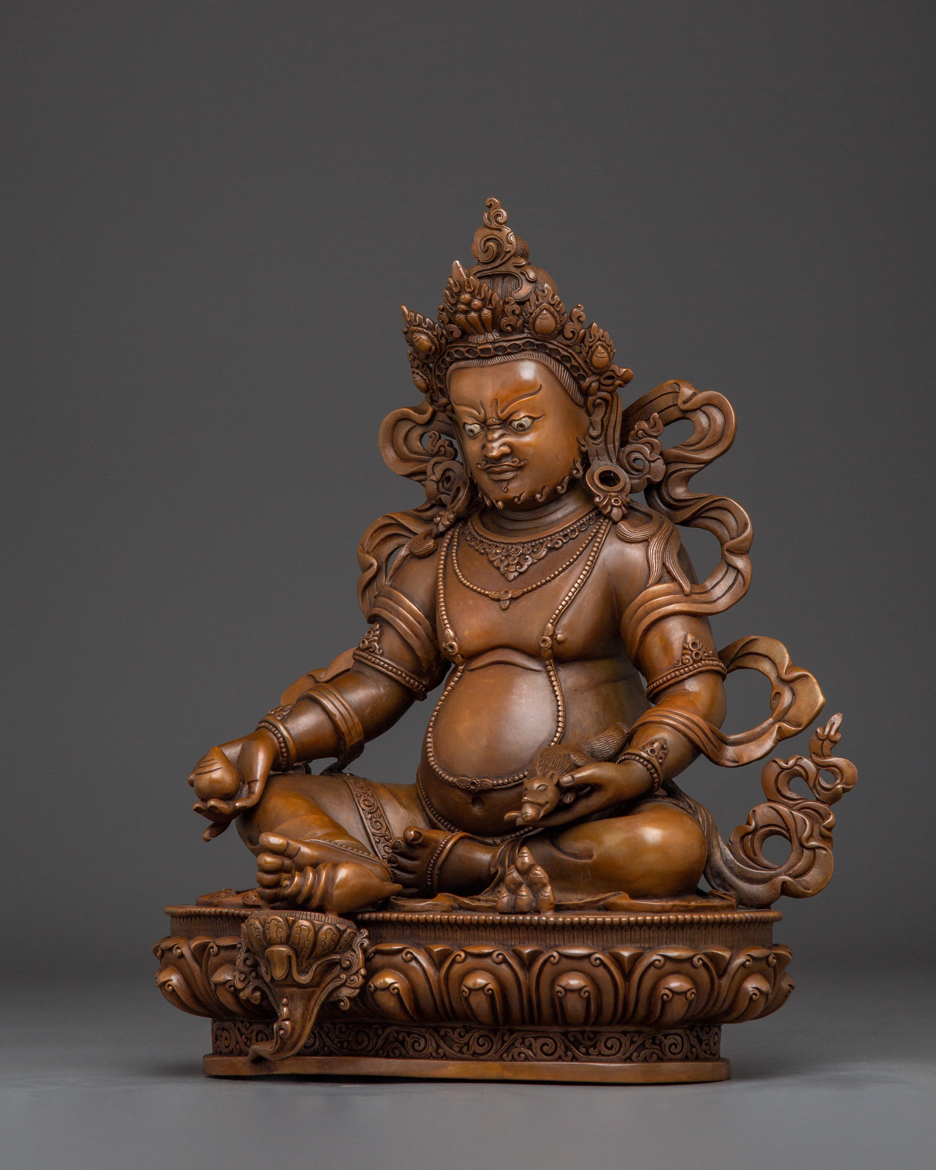 Oxidized Dzambhala Wealth Deity Statue | Guardian of Treasure