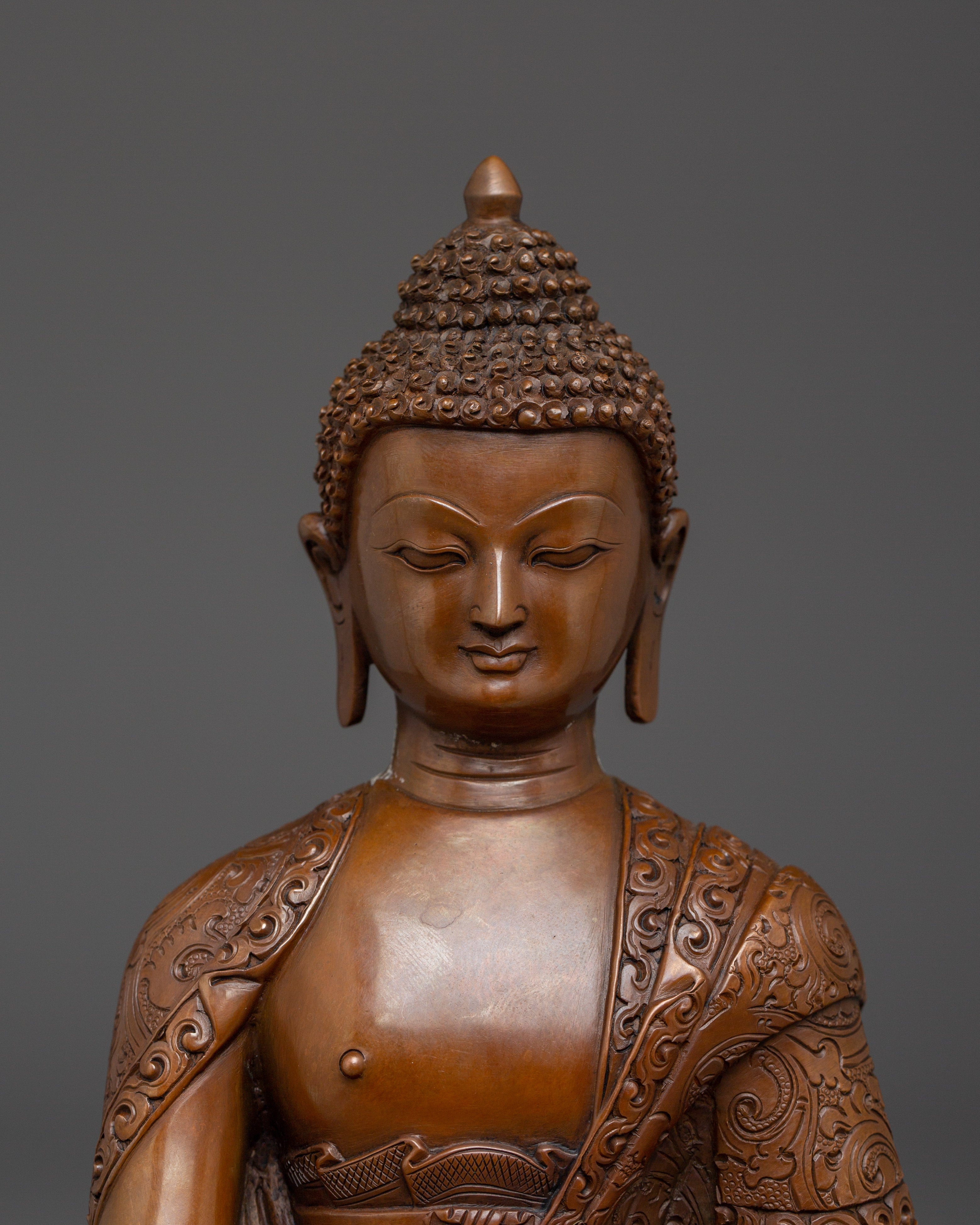 Handcrafted Tibetan Art of Shakyamuni Buddha Statue for Dharma and Altar Decor