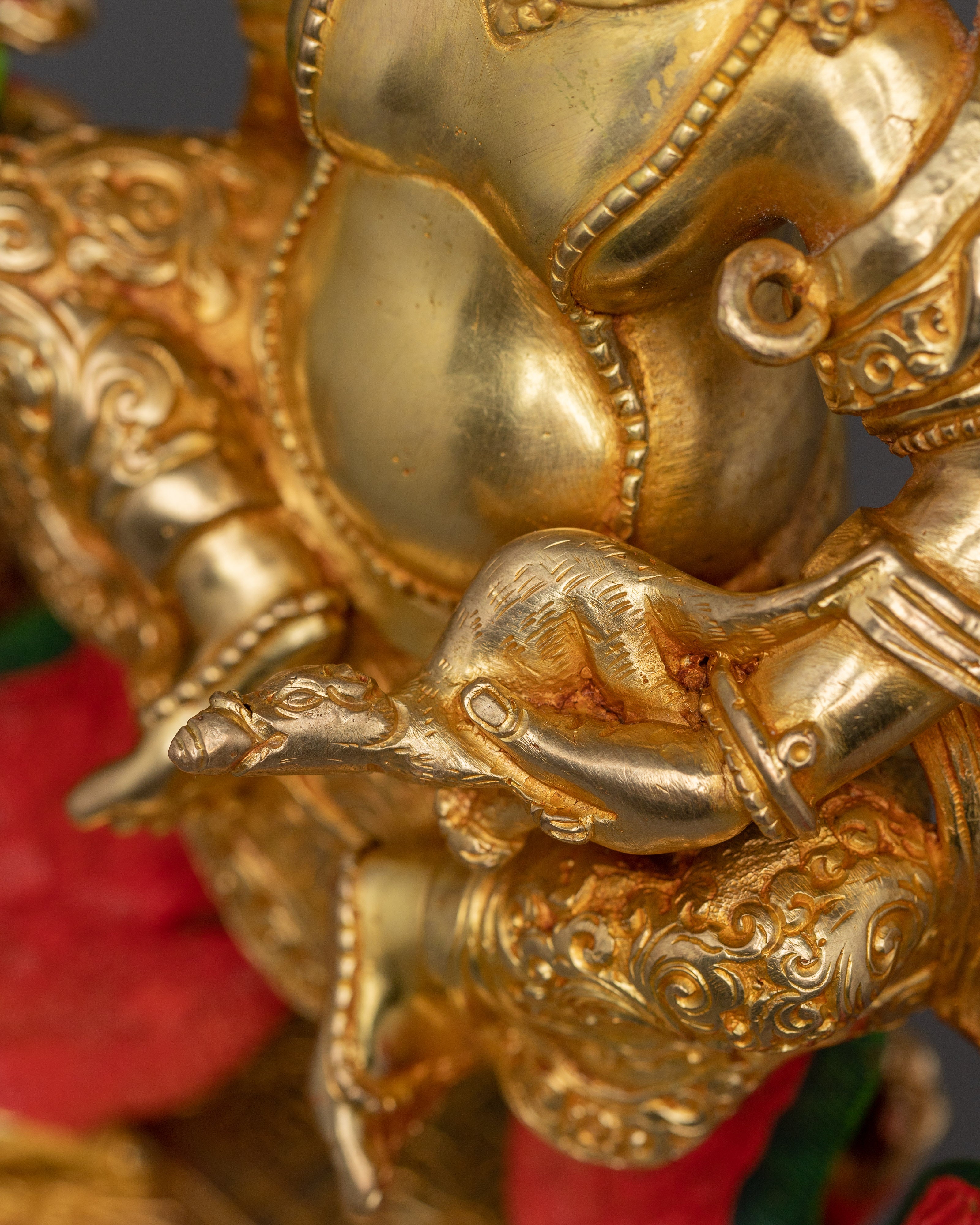 Handcrafted White Dzambhala Sculpture | Prosperity Deity